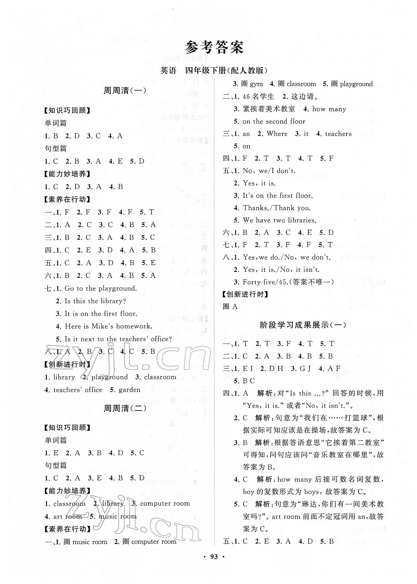 2022年同步練習(xí)冊(cè)分層指導(dǎo)四年級(jí)英語(yǔ)下冊(cè)人教版 第1頁(yè)