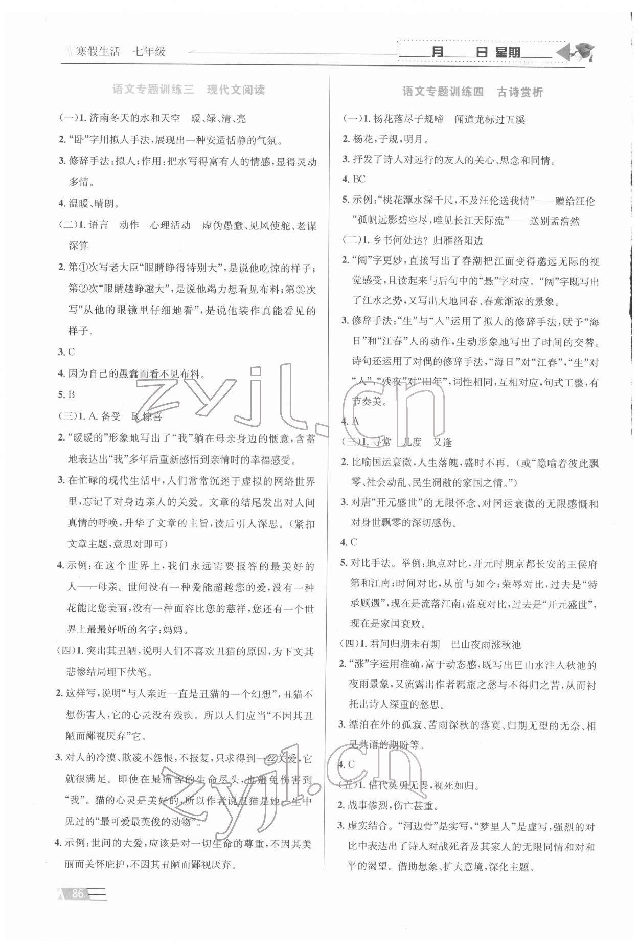 2022年寒假生活七年級(jí)安徽科學(xué)技術(shù)出版社 第2頁(yè)