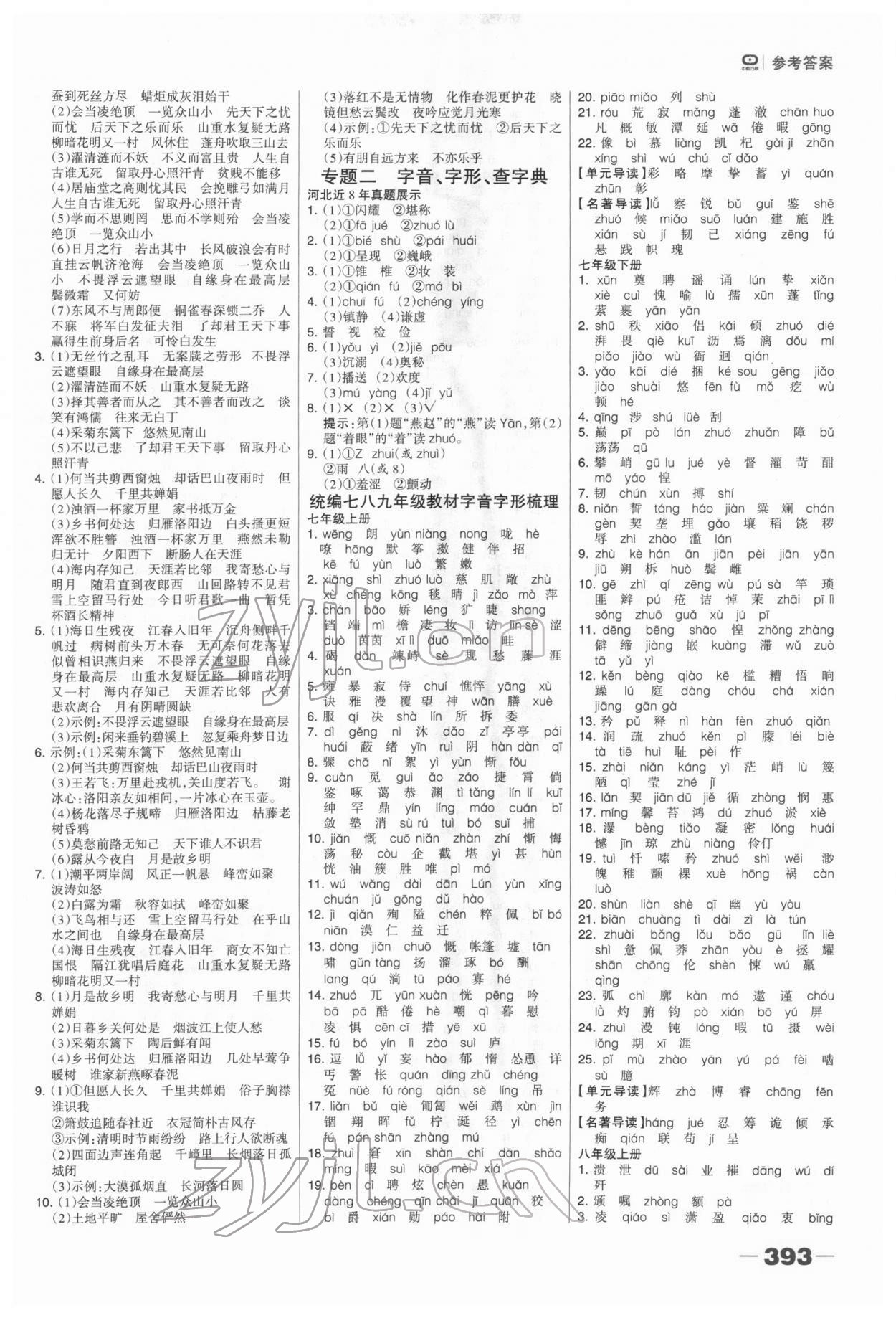 2022年河北中考總動(dòng)員語(yǔ)文 參考答案第4頁(yè)