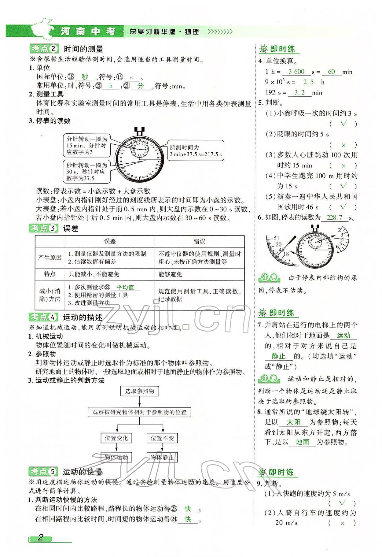 2022年河南中考南方出版社物理 參考答案第2頁