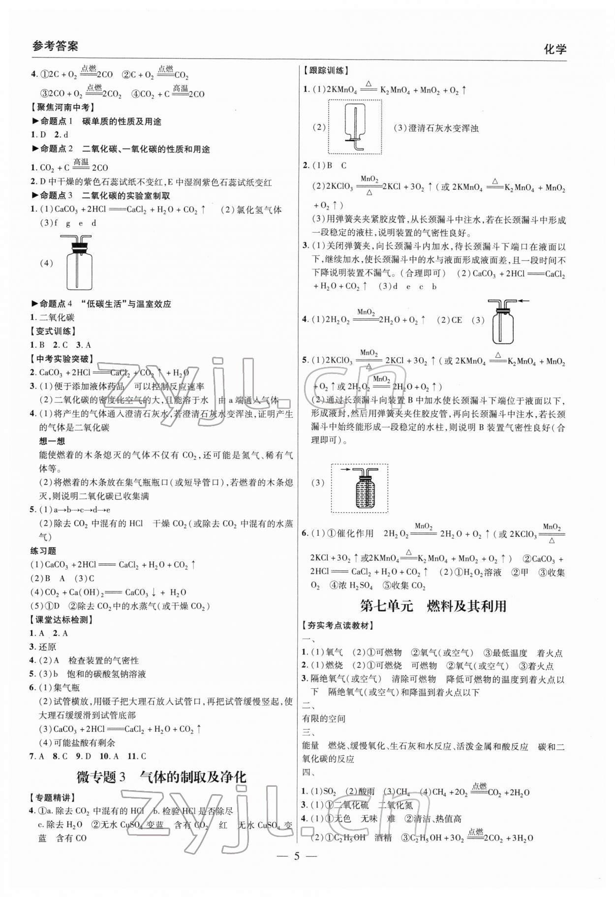 2022年碩源教育中考總復習名師解密化學河南專版 參考答案第5頁