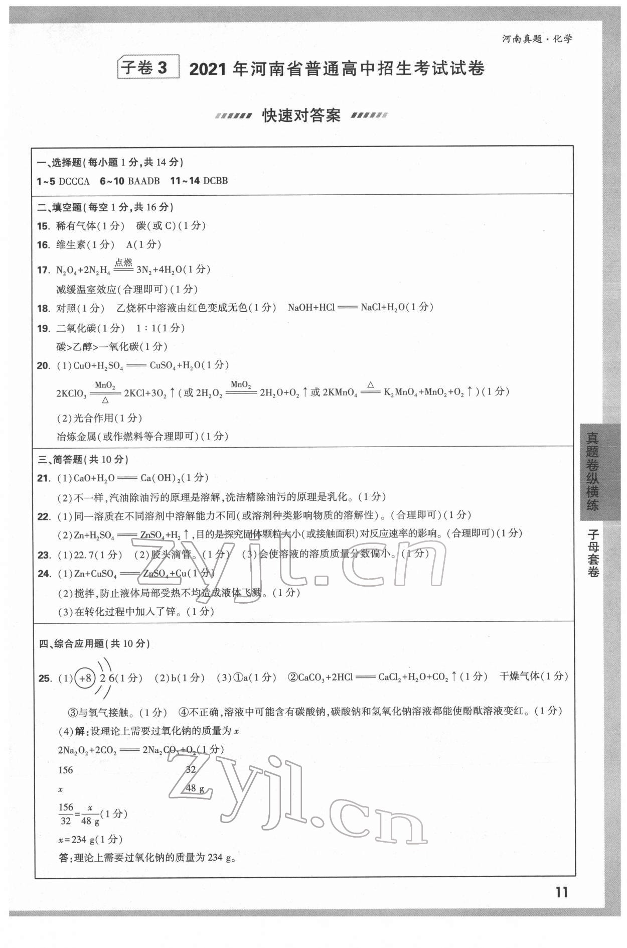 2022年萬唯中考河南真題化學(xué) 第11頁