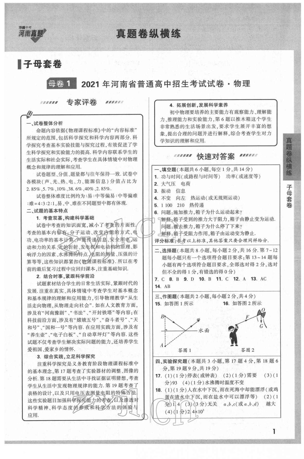 2022年萬唯中考河南真題物理 第1頁