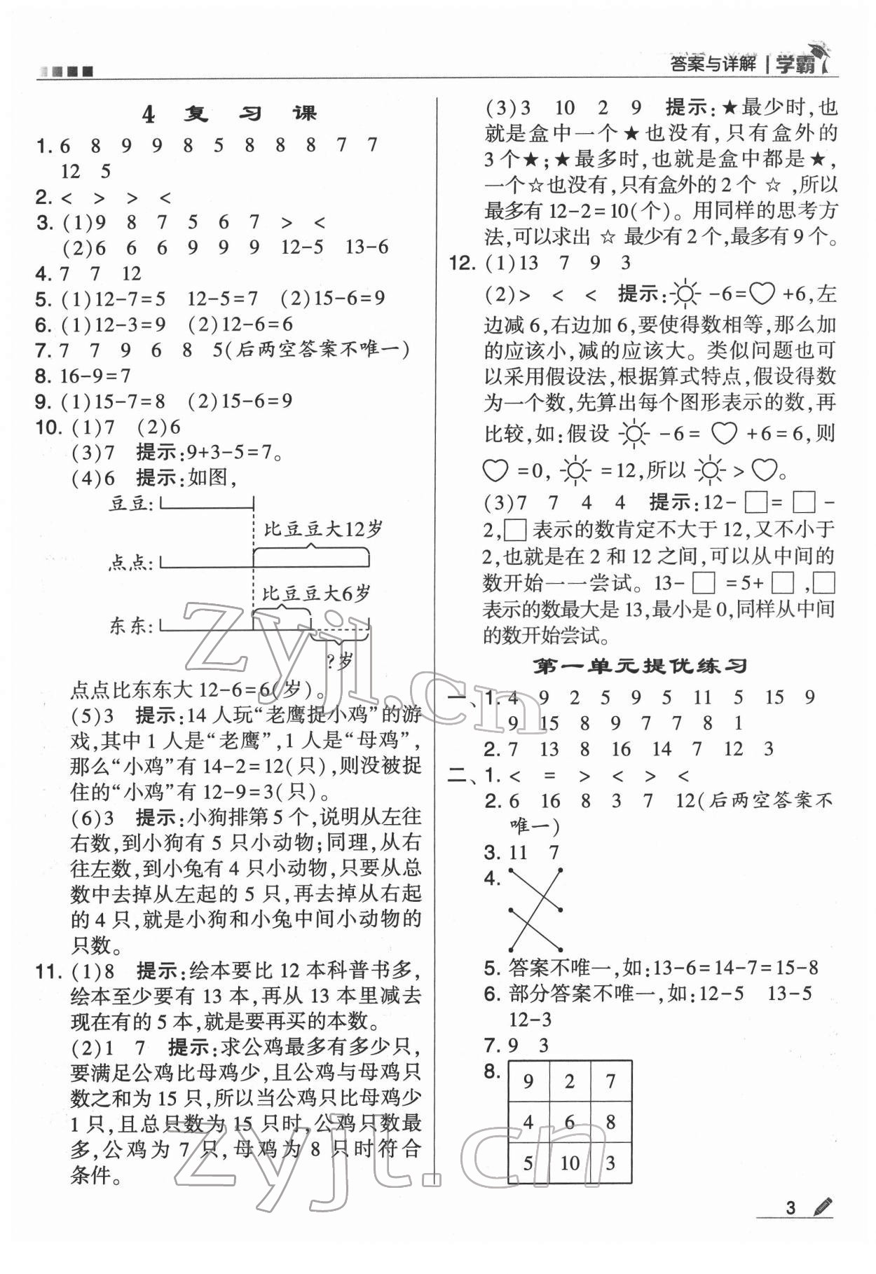 2022年喬木圖書學(xué)霸一年級數(shù)學(xué)下冊蘇教版 第3頁