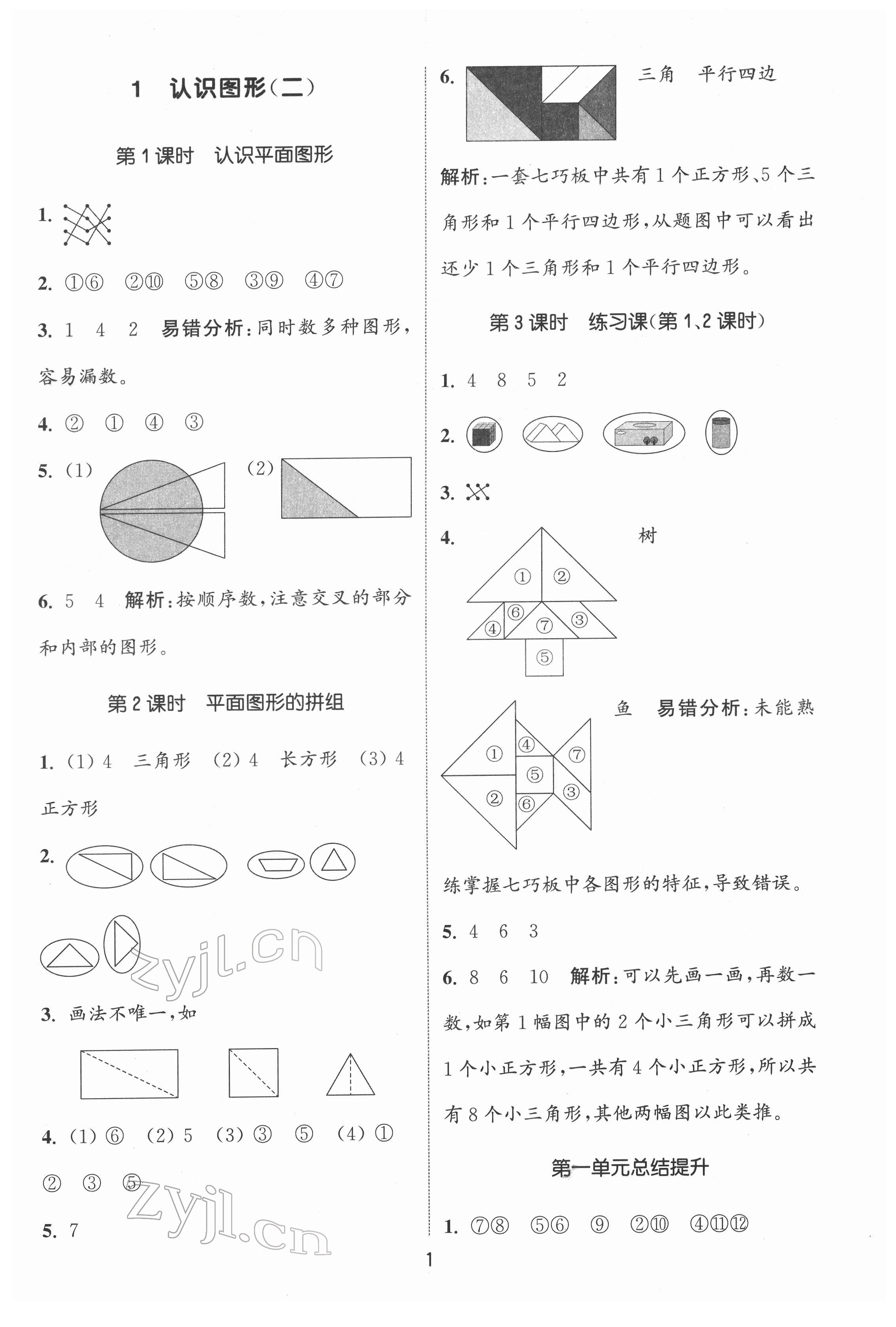 2022年通城學(xué)典課時(shí)作業(yè)本一年級(jí)數(shù)學(xué)下冊(cè)人教版 第1頁(yè)