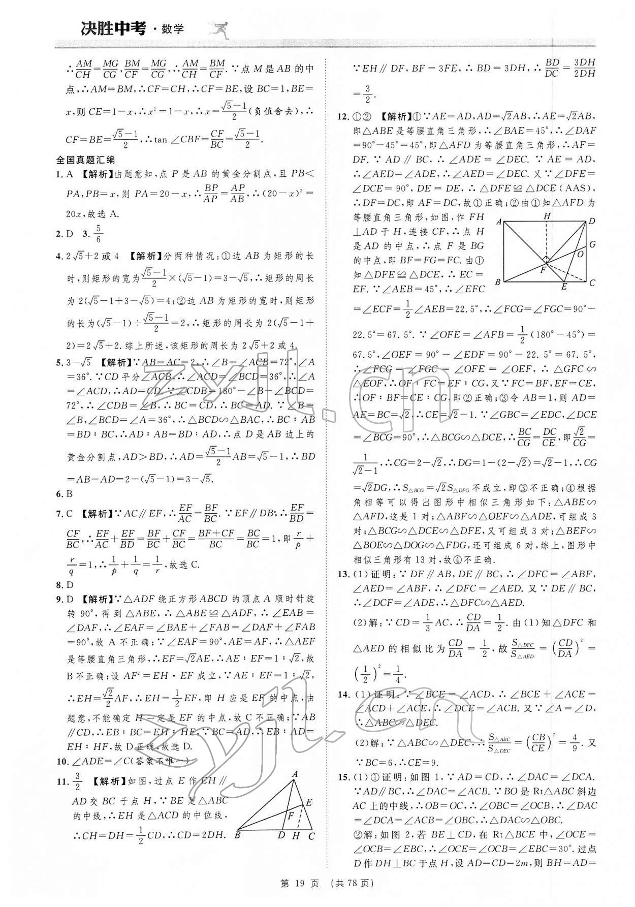 2022年決勝中考數(shù)學(xué)安徽專版 參考答案第19頁(yè)