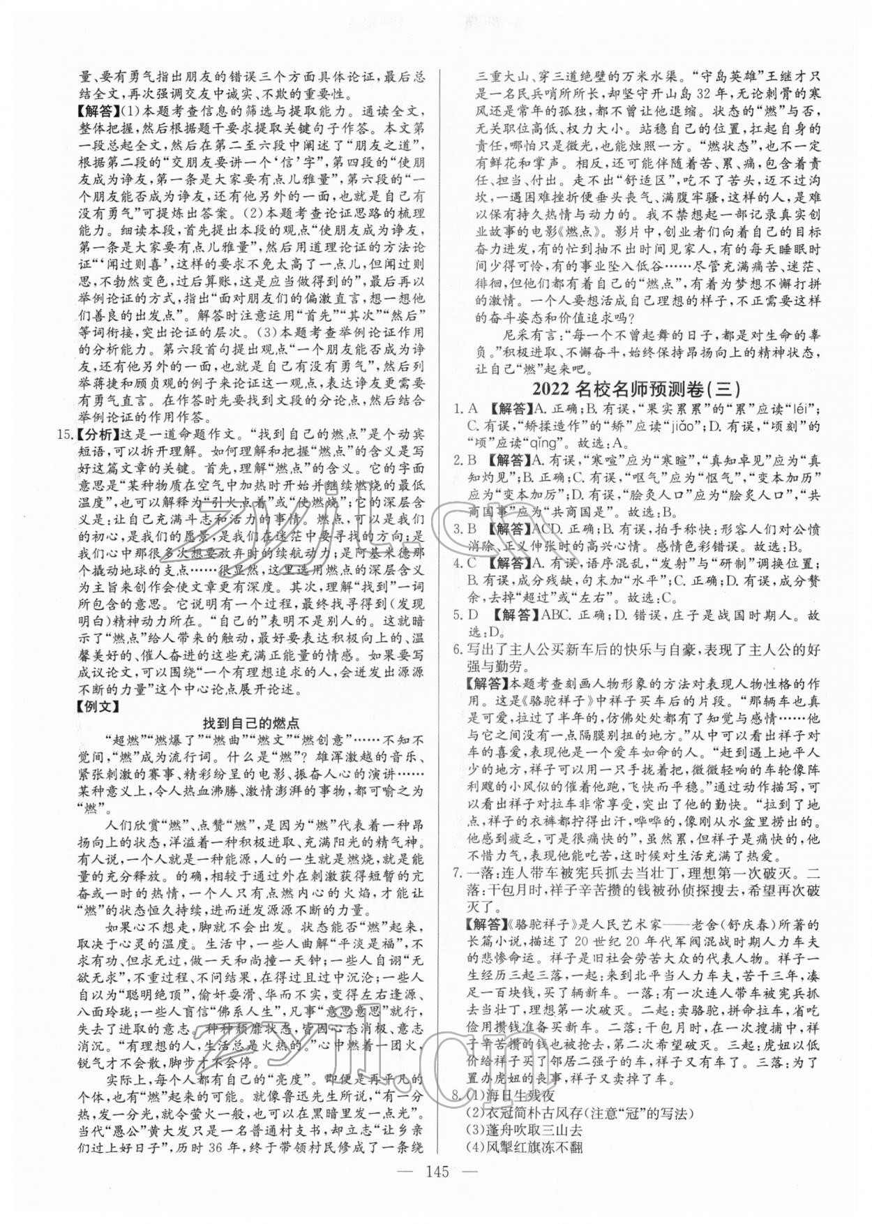 2022年名校名師押題中考模擬試卷語文 第5頁