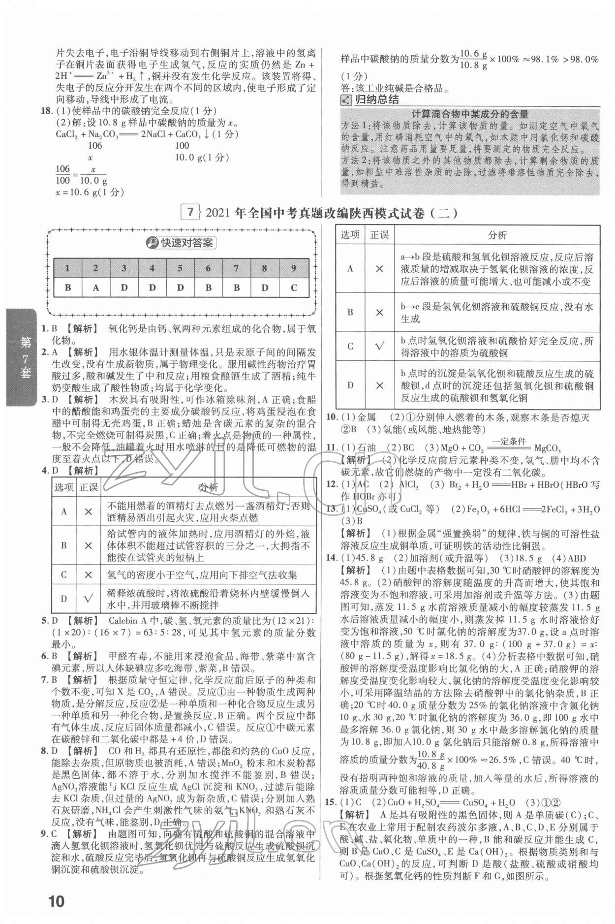 2022年金考卷45套匯編化學(xué)陜西專版 第10頁