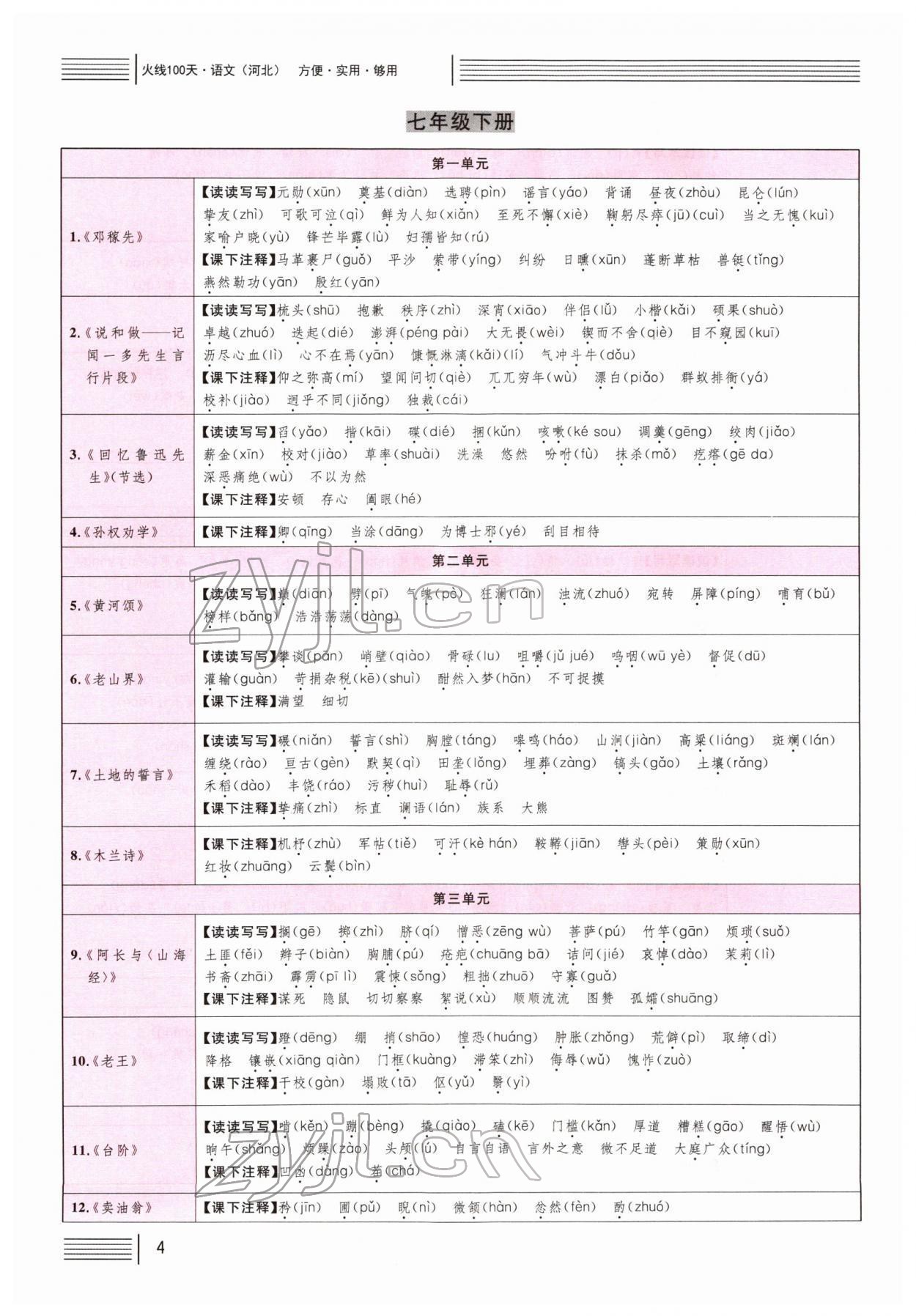 2022年火線100天中考滾動復習法語文B河北專版 第3頁