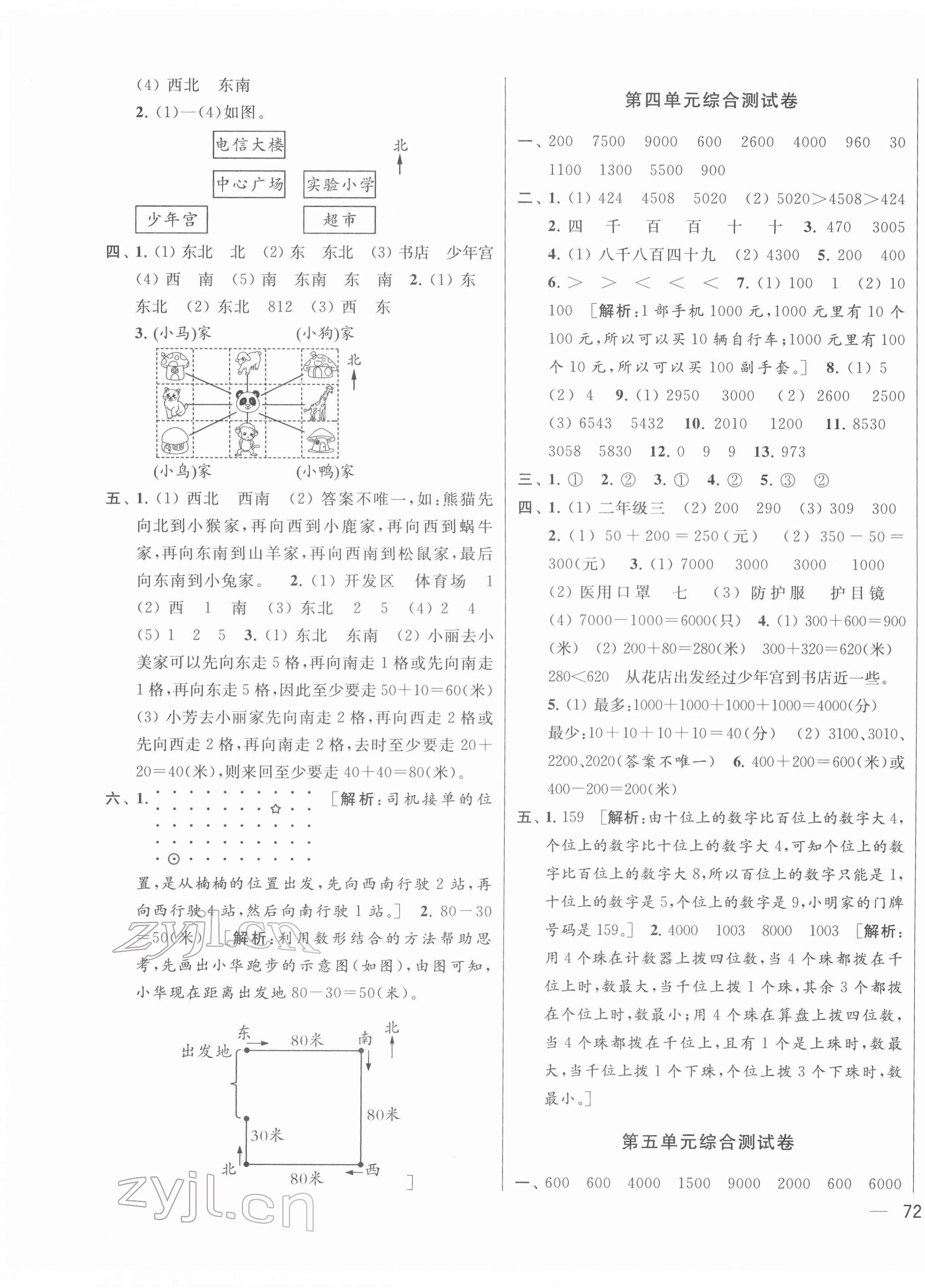 2022年同步跟踪全程检测二年级数学下册苏教版 参考答案第3页