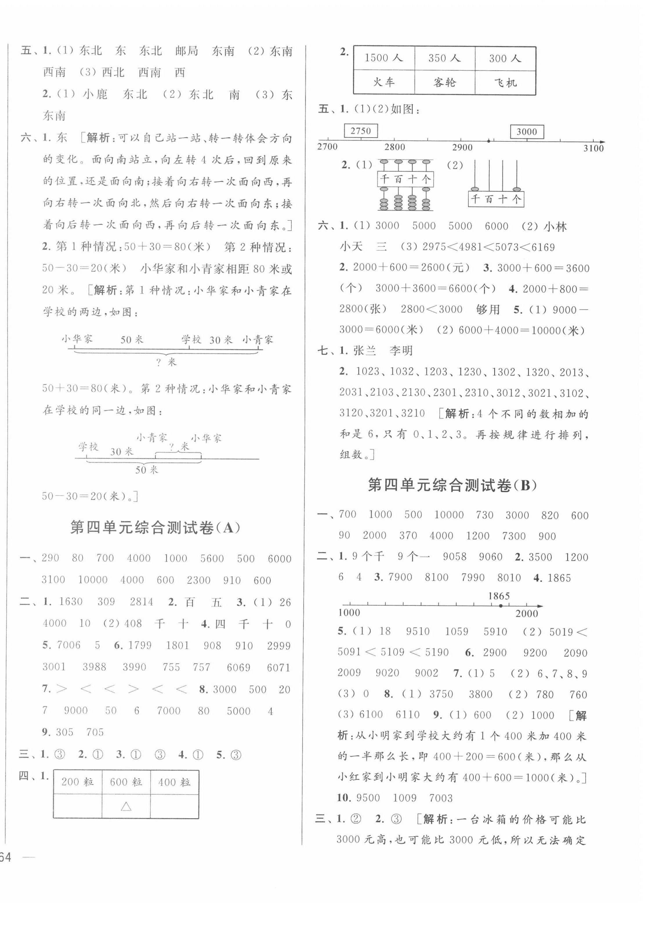 2022年亮點(diǎn)給力大試卷二年級數(shù)學(xué)下冊蘇教版 參考答案第4頁