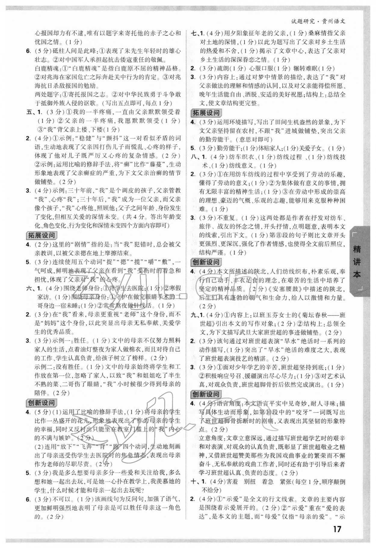 2022年萬(wàn)唯中考試題研究語(yǔ)文貴州專版 參考答案第16頁(yè)