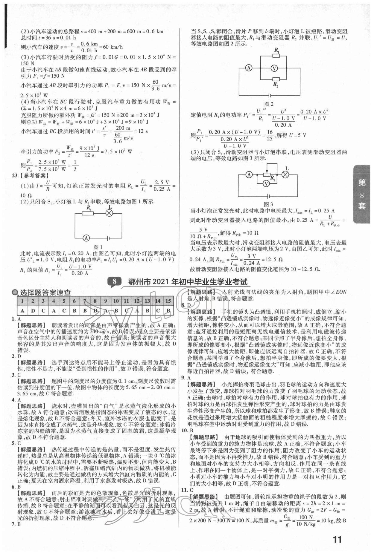 2022年金考卷湖北中考45套匯編物理 第11頁