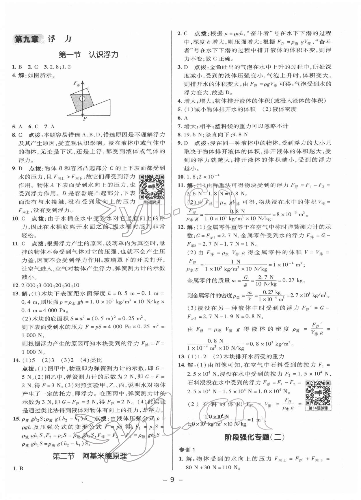 2022年綜合應(yīng)用創(chuàng)新題典中點(diǎn)八年級(jí)物理下冊(cè)滬科版 參考答案第8頁