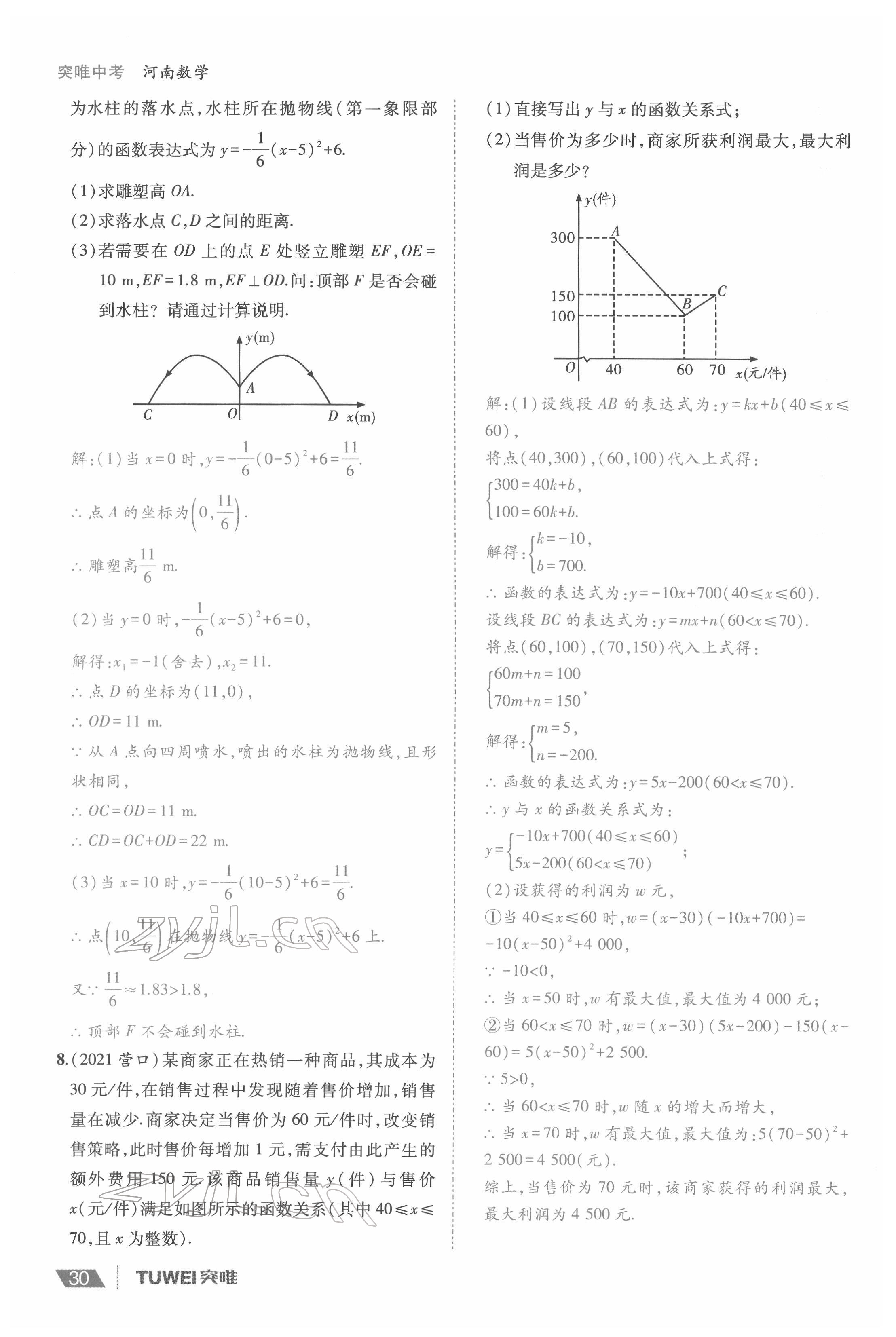 2022年一戰(zhàn)通關(guān)中考總復(fù)習(xí)數(shù)學(xué)河南專版 參考答案第30頁(yè)