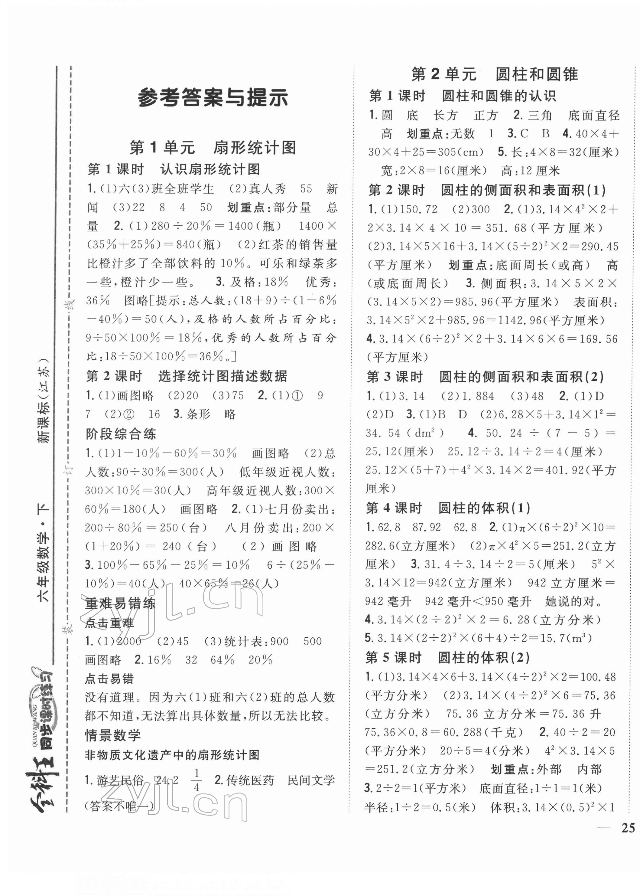 2022年全科王同步課時(shí)練習(xí)六年級(jí)數(shù)學(xué)下冊(cè)江蘇版 第1頁(yè)