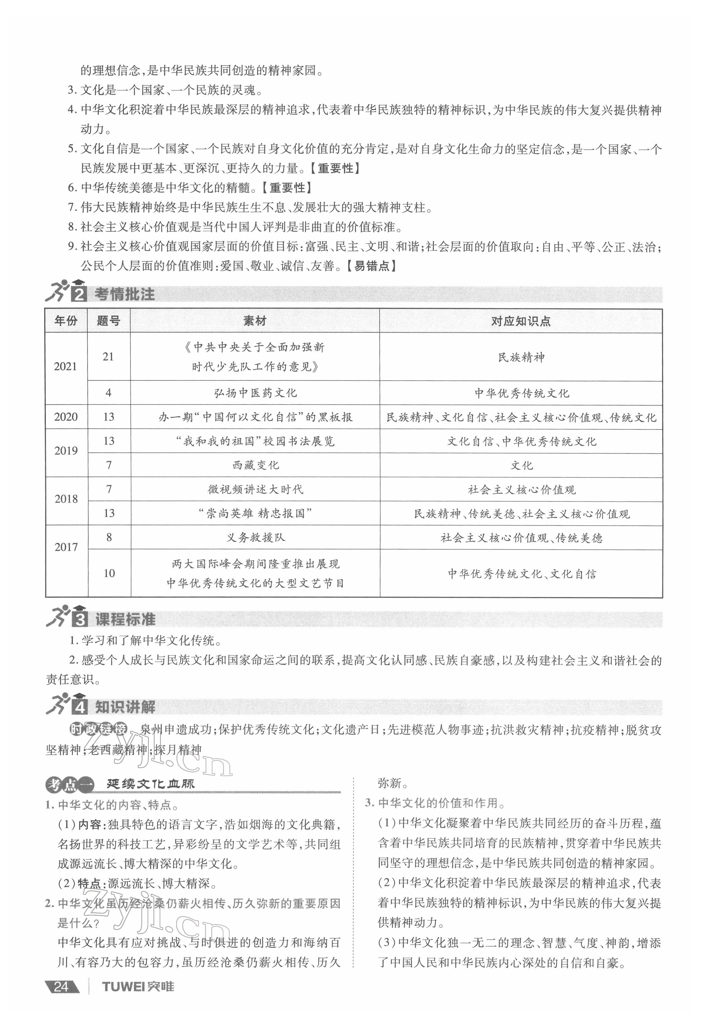 2022年一战通关中考总复习道德与法治河南专版&nbsp;参考答案第24页