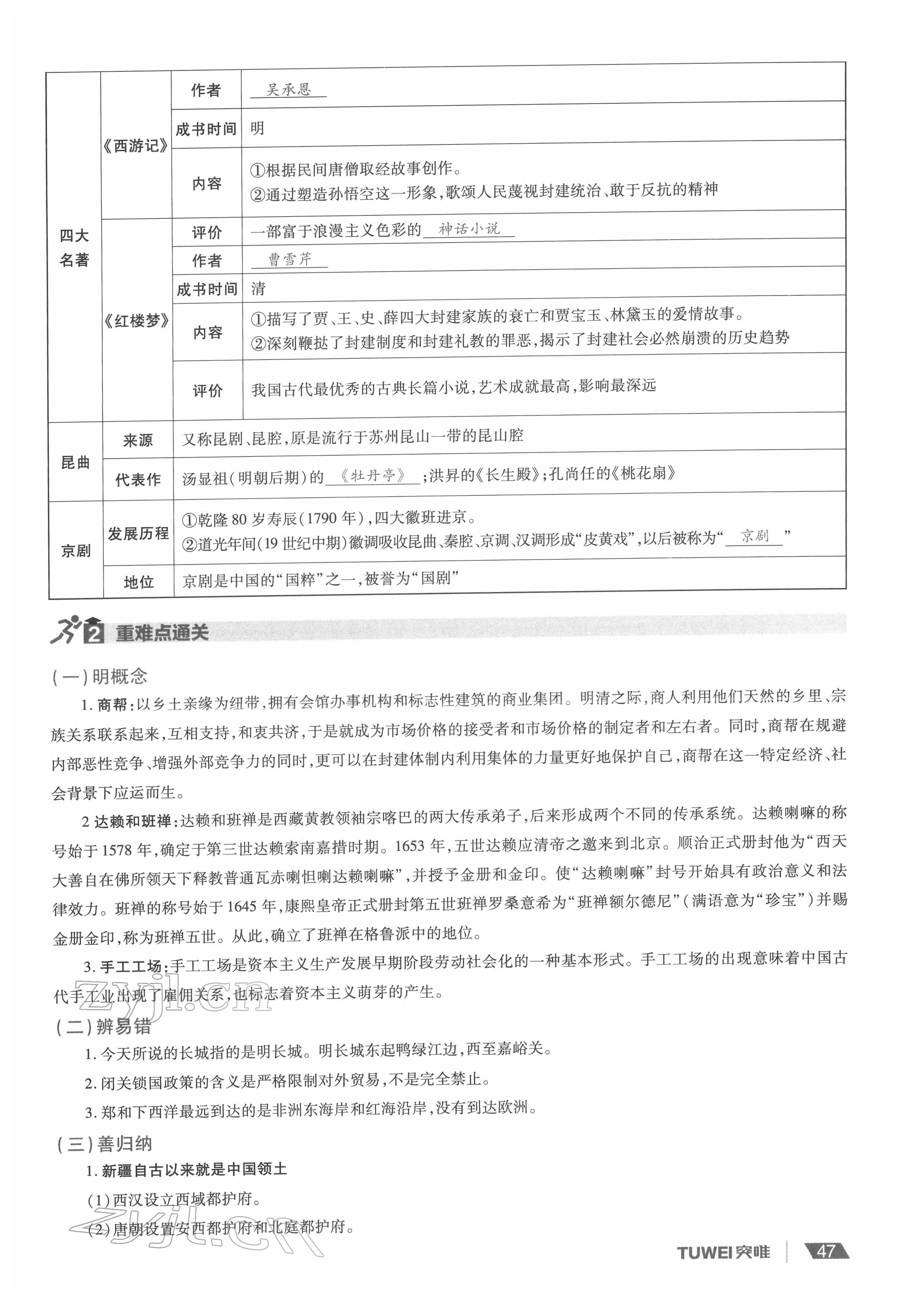 2022年一戰(zhàn)通關(guān)中考總復(fù)習(xí)歷史河南專版 參考答案第47頁