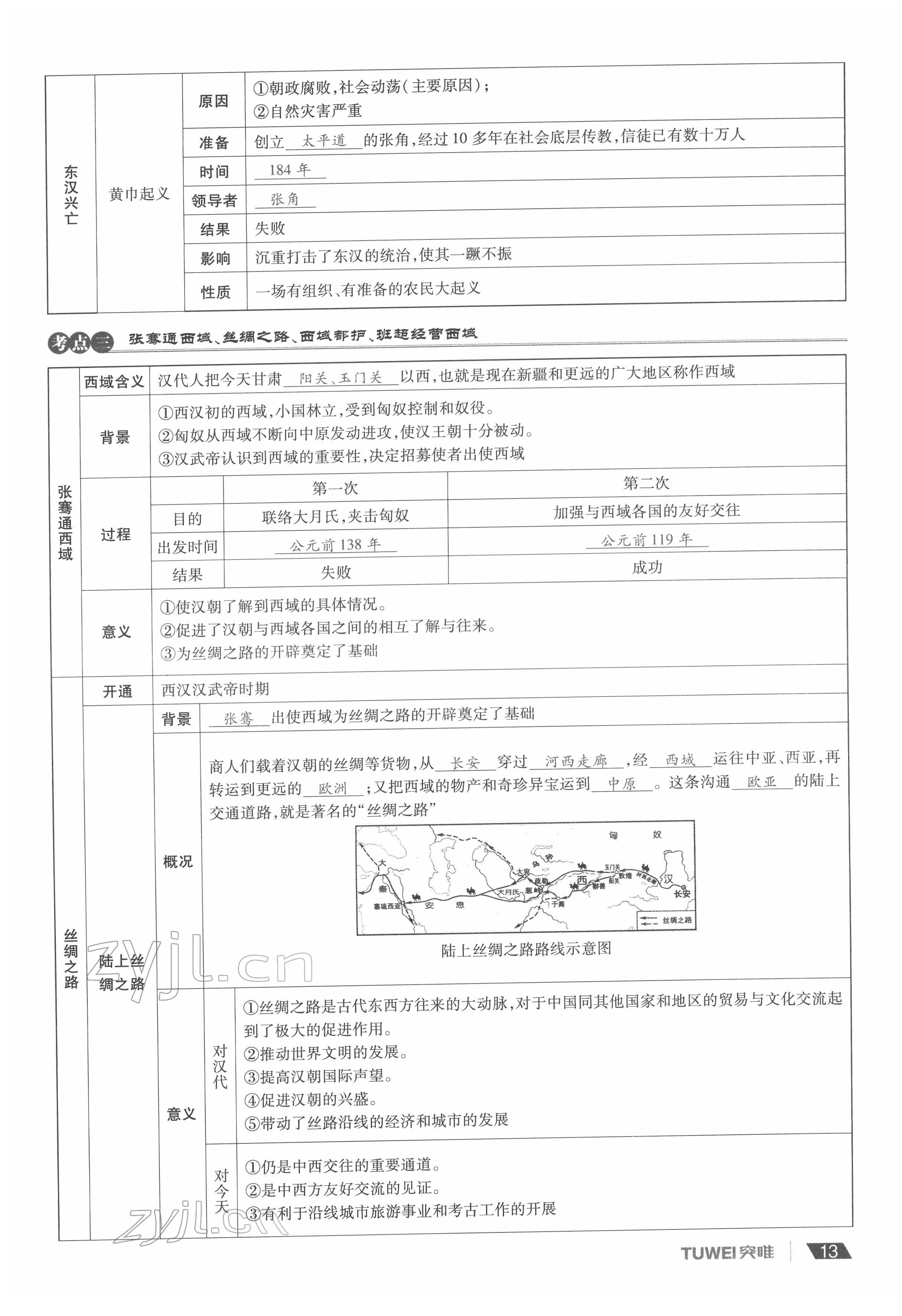 2022年一戰(zhàn)通關(guān)中考總復(fù)習(xí)歷史河南專版 參考答案第13頁