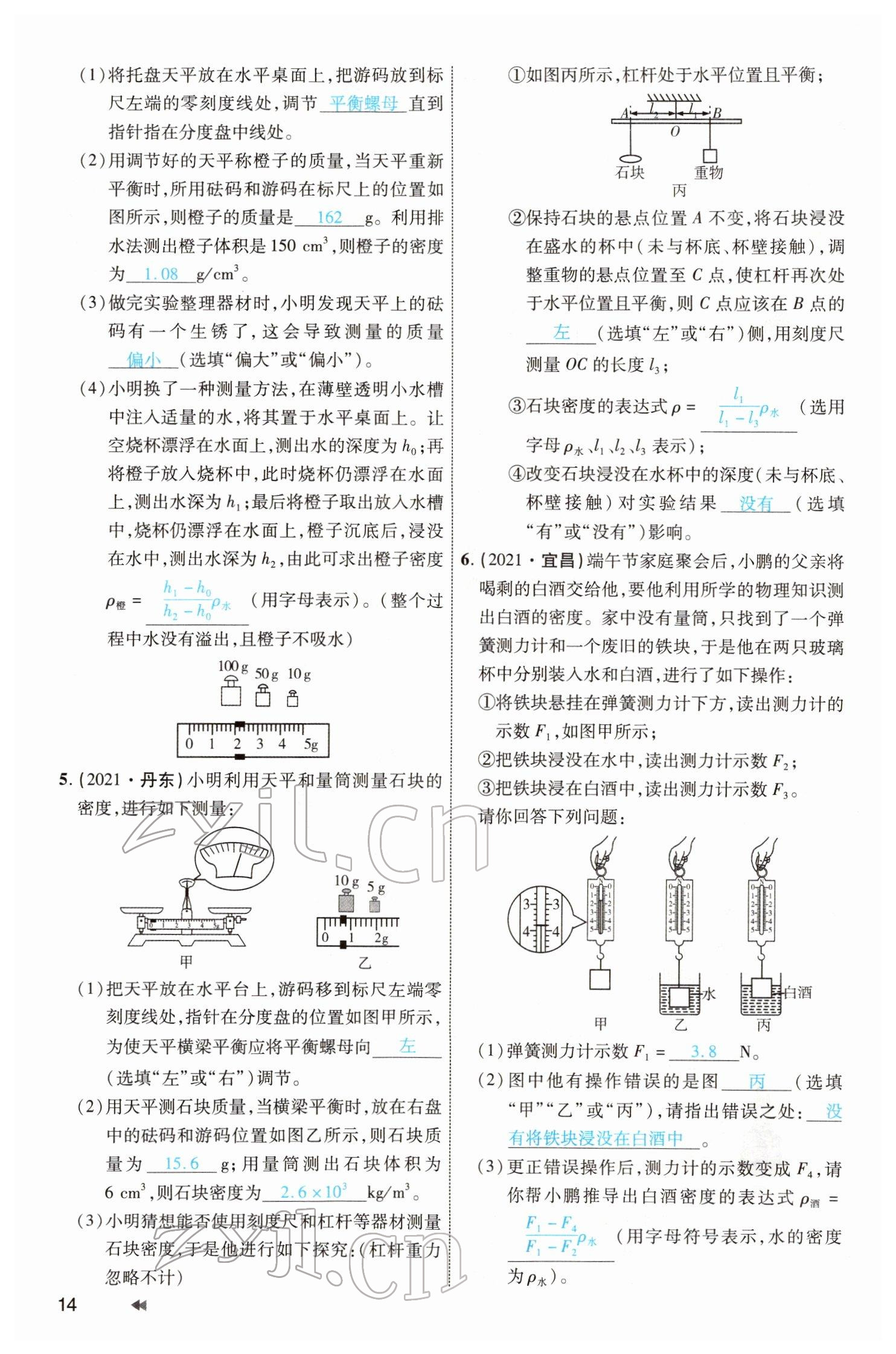 2022年領(lǐng)航中考物理河南專版 參考答案第14頁