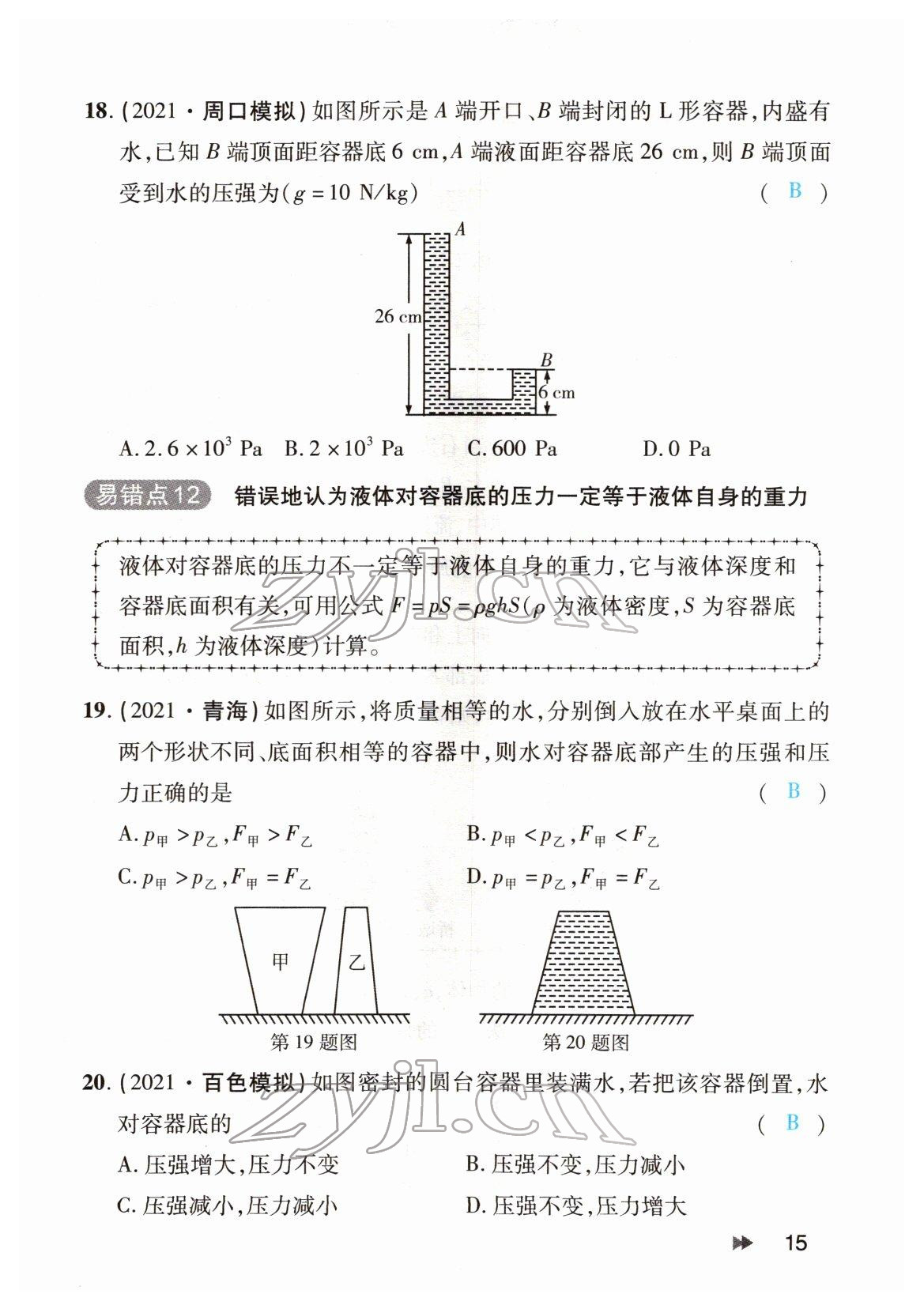 2022年領(lǐng)航中考物理河南專版 參考答案第15頁