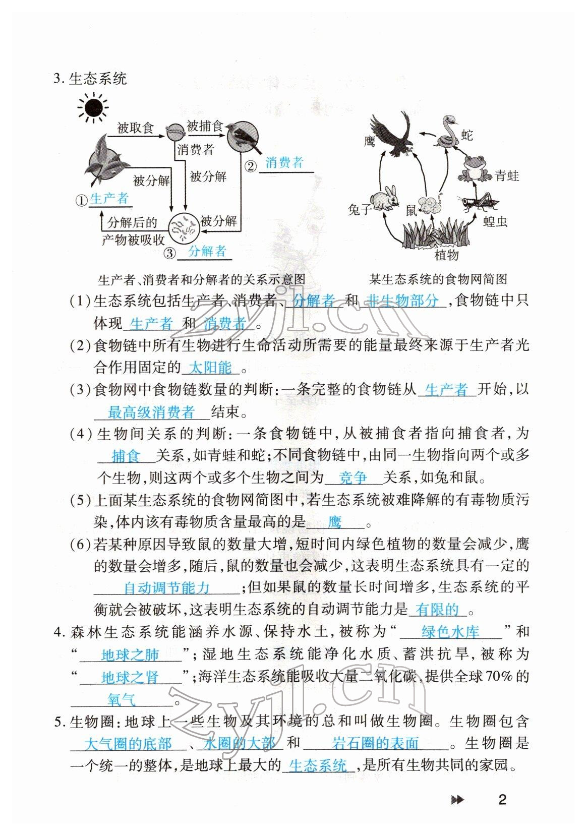 2022年領(lǐng)航中考生物河南專版 參考答案第2頁