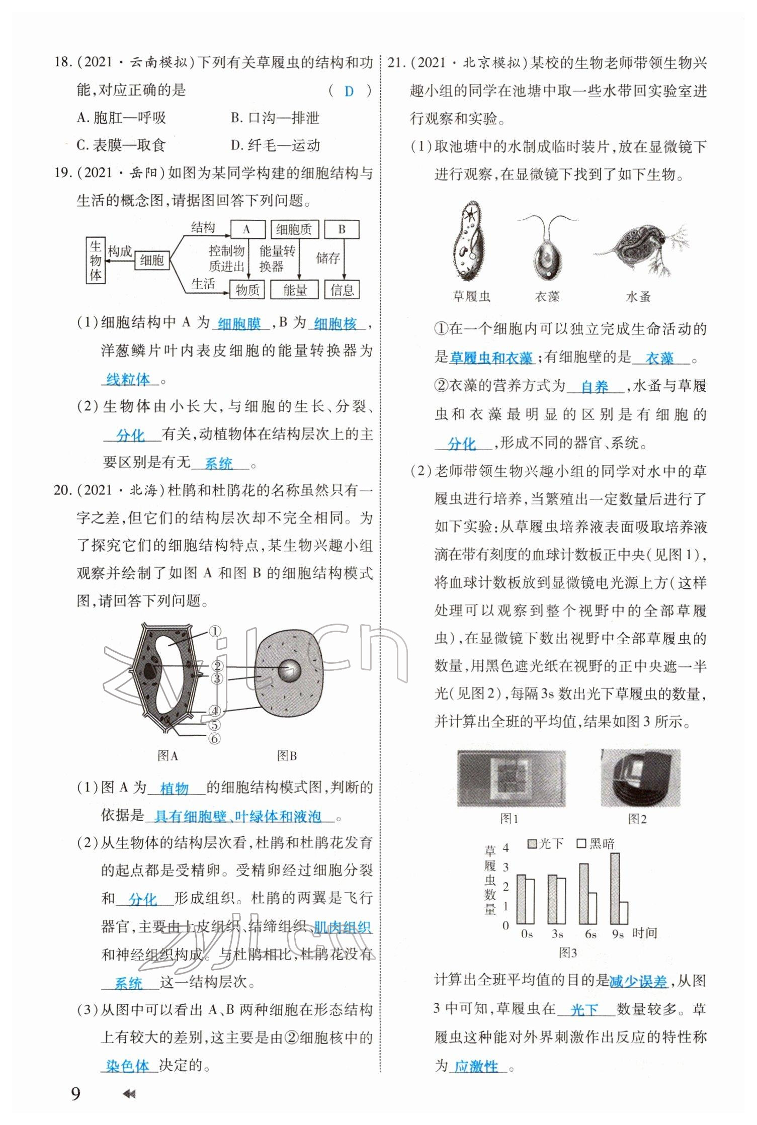 2022年領(lǐng)航中考生物河南專版 參考答案第9頁