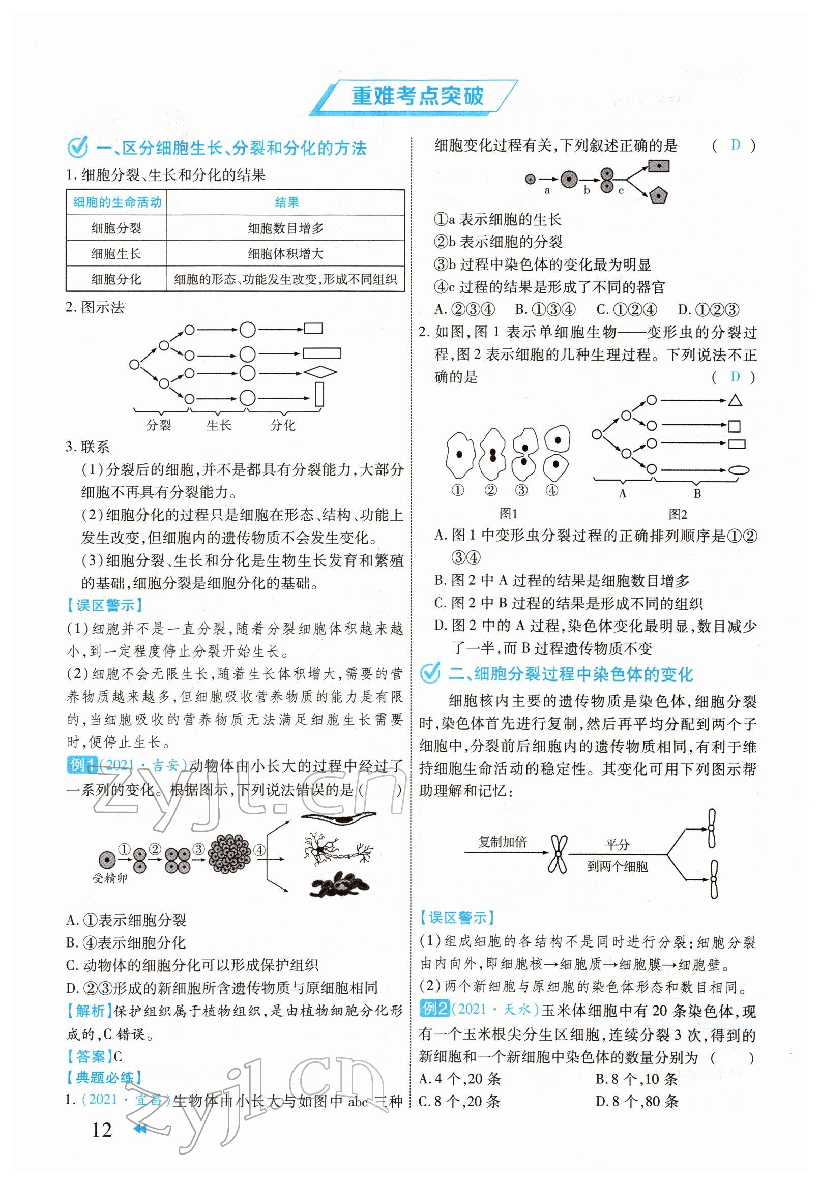 2022年領(lǐng)航中考生物河南專版 參考答案第12頁