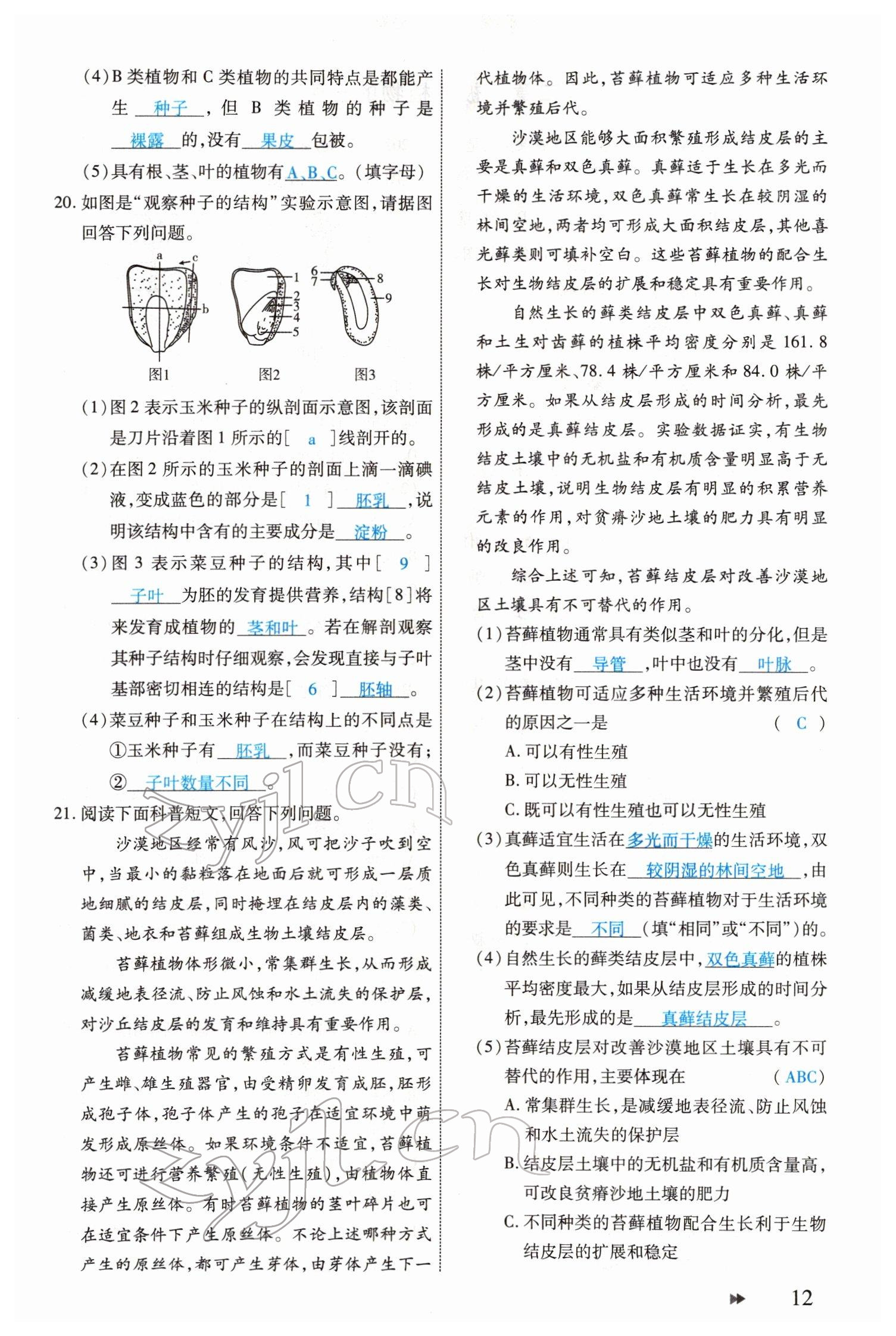 2022年領(lǐng)航中考生物河南專版 參考答案第12頁