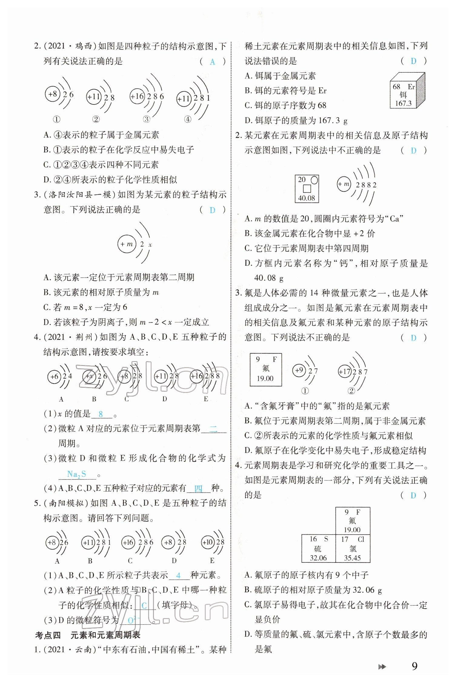 2022年領(lǐng)航中考化學河南專版 參考答案第9頁