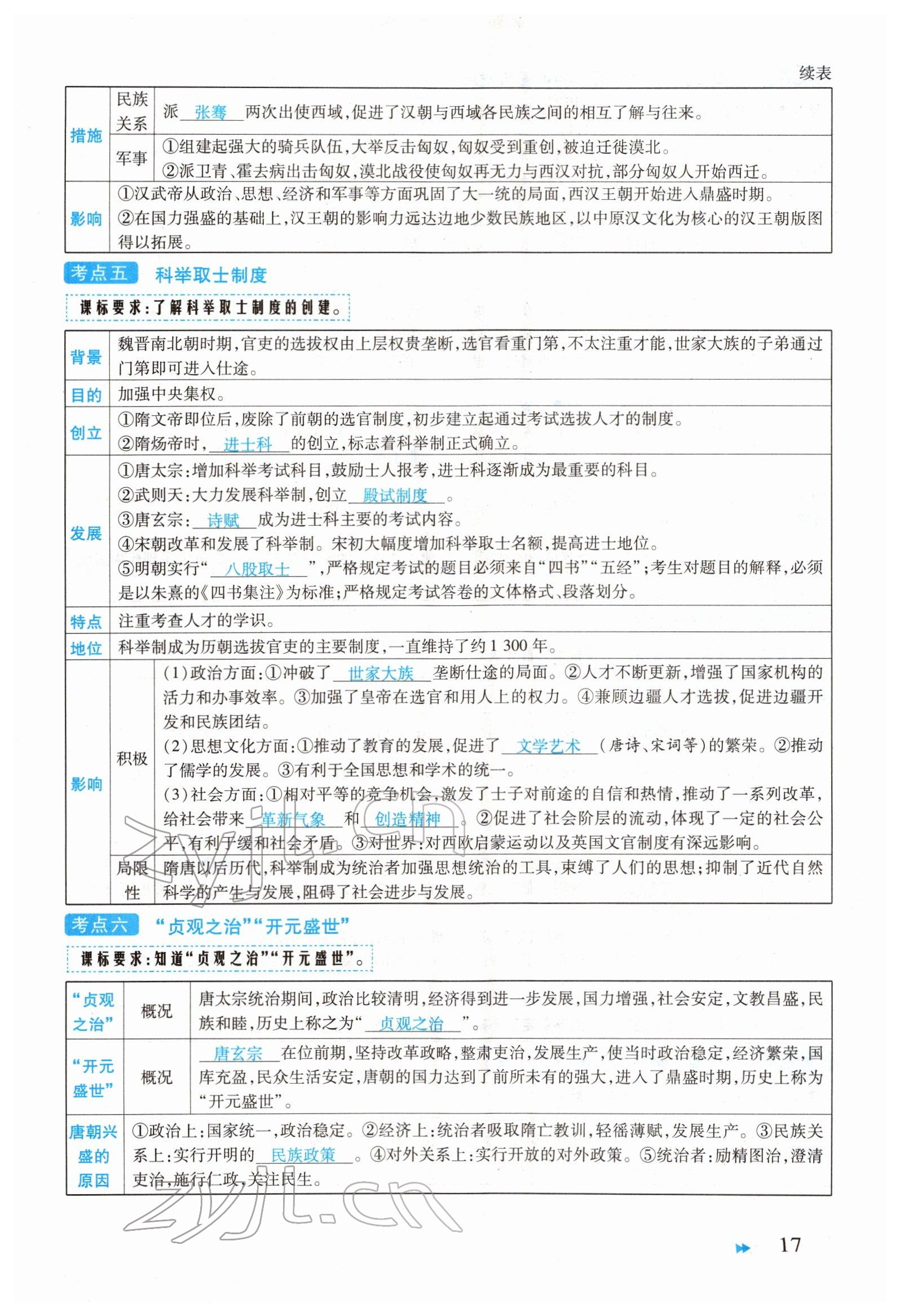 2022年领航中考一本通历史河南专版 参考答案第17页