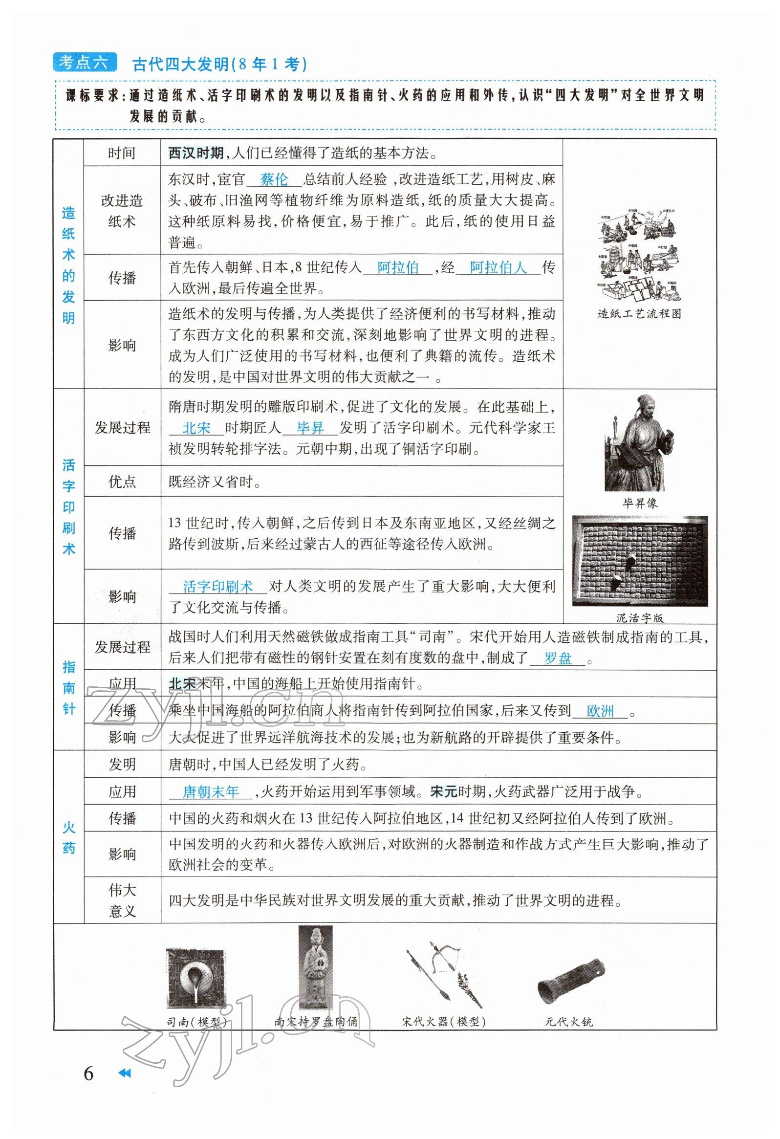 2022年领航中考一本通历史河南专版 参考答案第6页