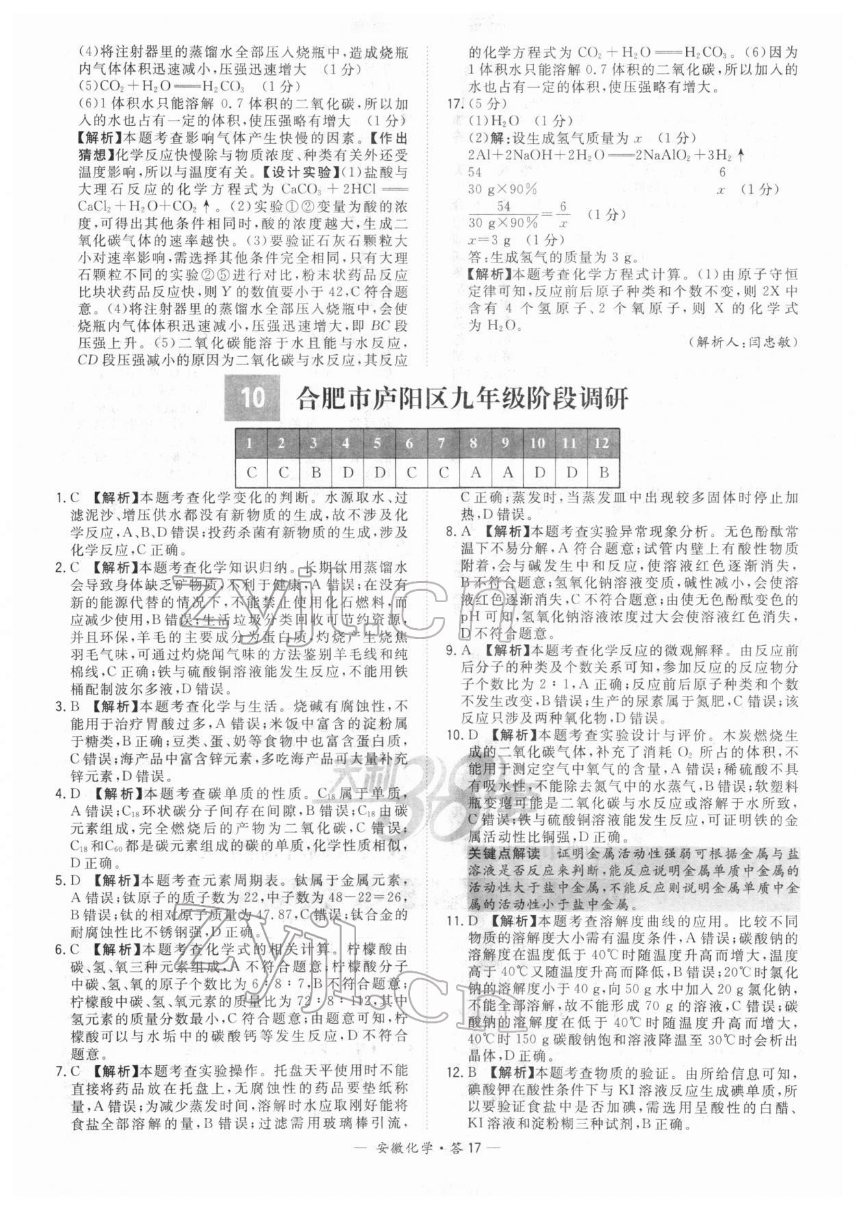 2022年天利38套中考試題精選化學(xué)安徽專版 第17頁