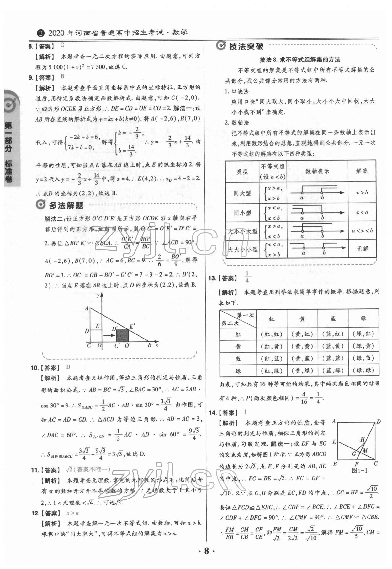 2022年鼎城中考模擬試卷精編數(shù)學(xué)河南專版 參考答案第8頁