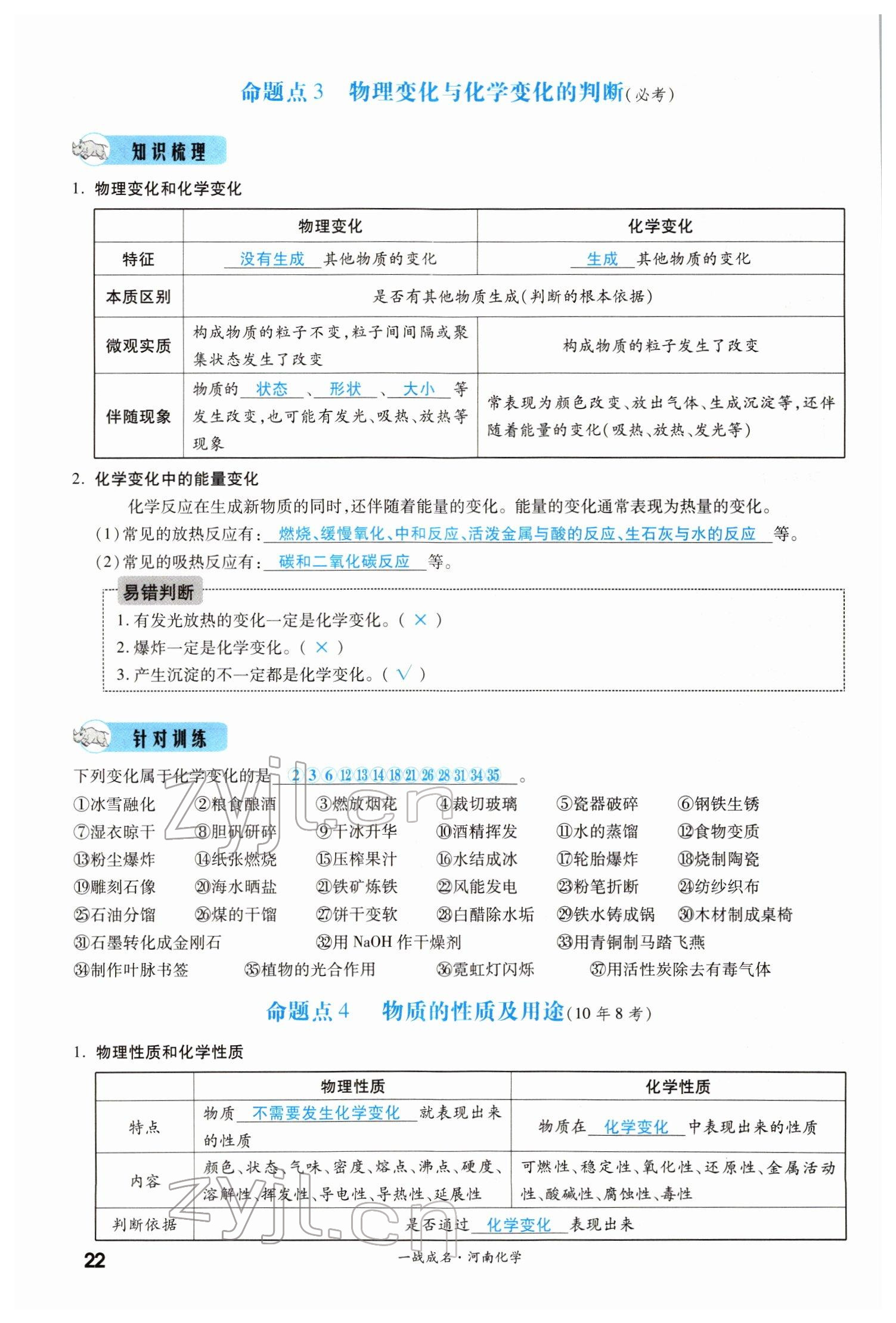 2022年一战成名考前新方案化学河南专版 参考答案第22页
