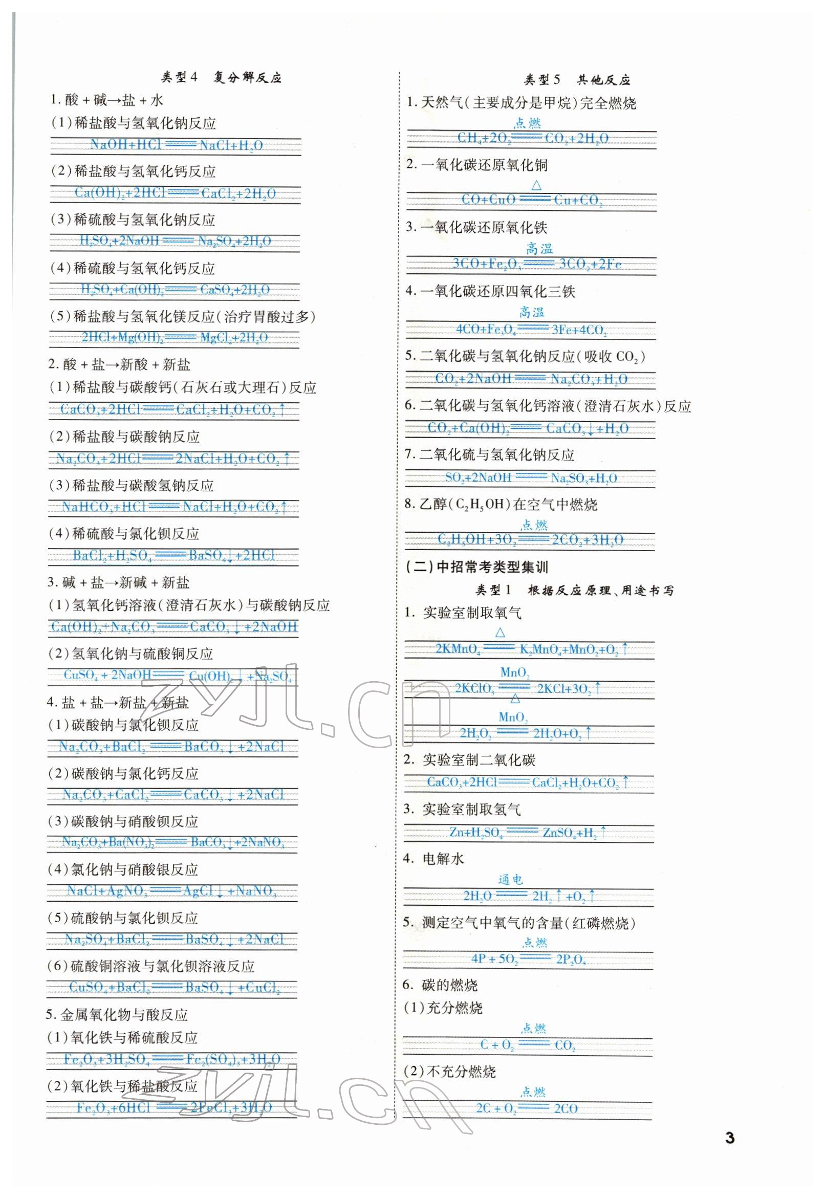 2022年一战成名考前新方案化学河南专版 参考答案第3页