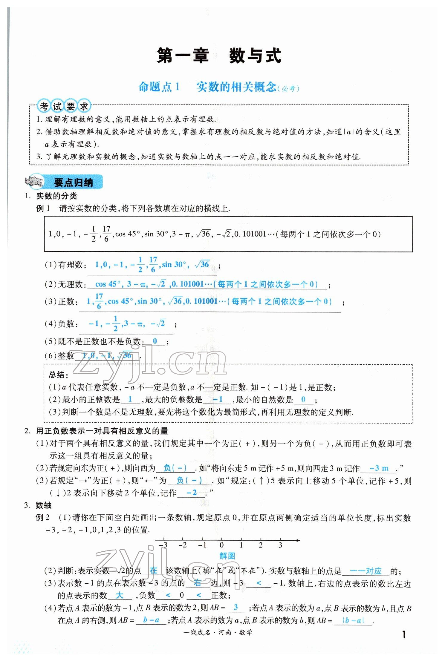 2022年一戰(zhàn)成名考前新方案數(shù)學(xué)河南專版 參考答案第1頁