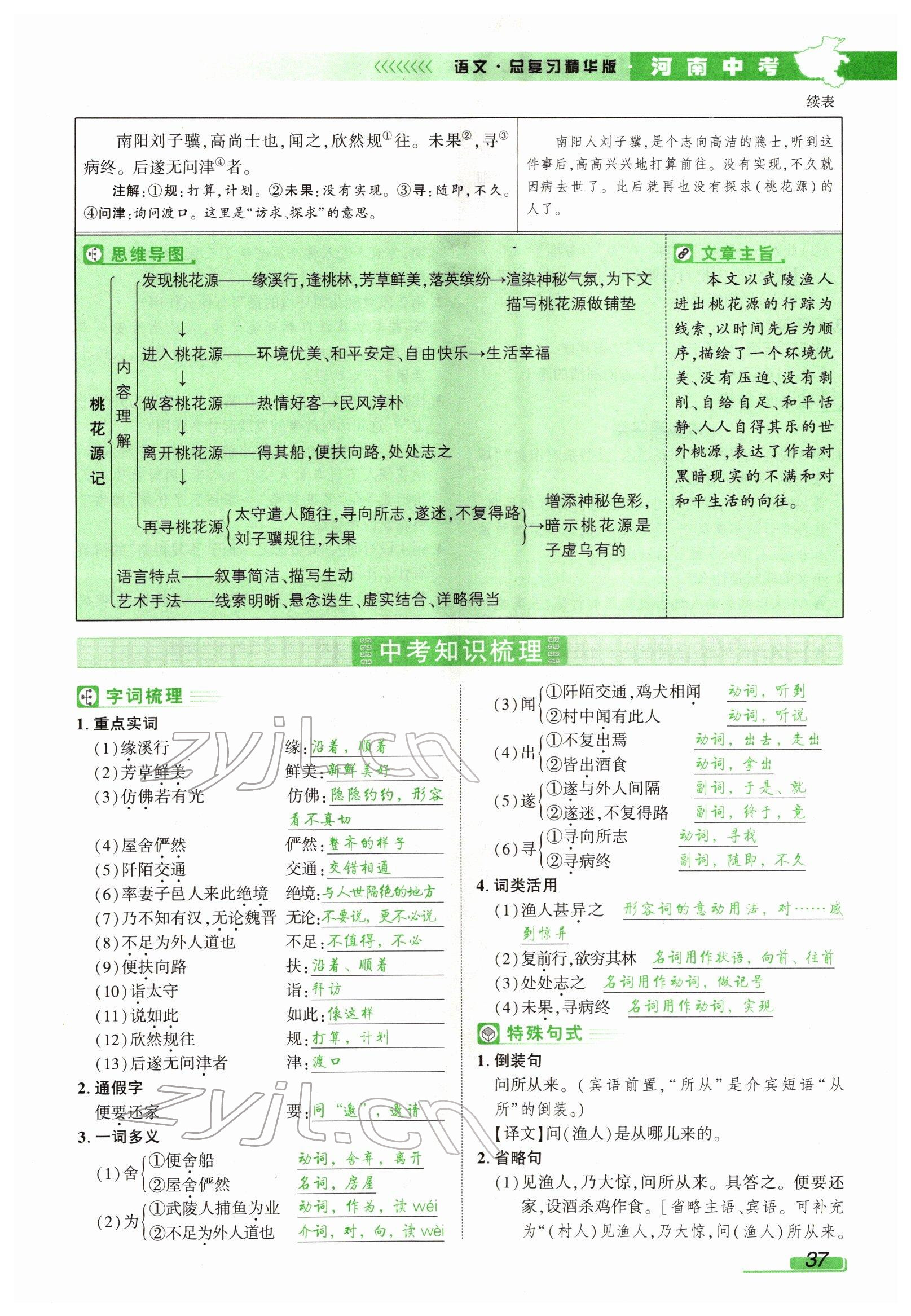 2022年河南中考南方出版社語文 參考答案第34頁