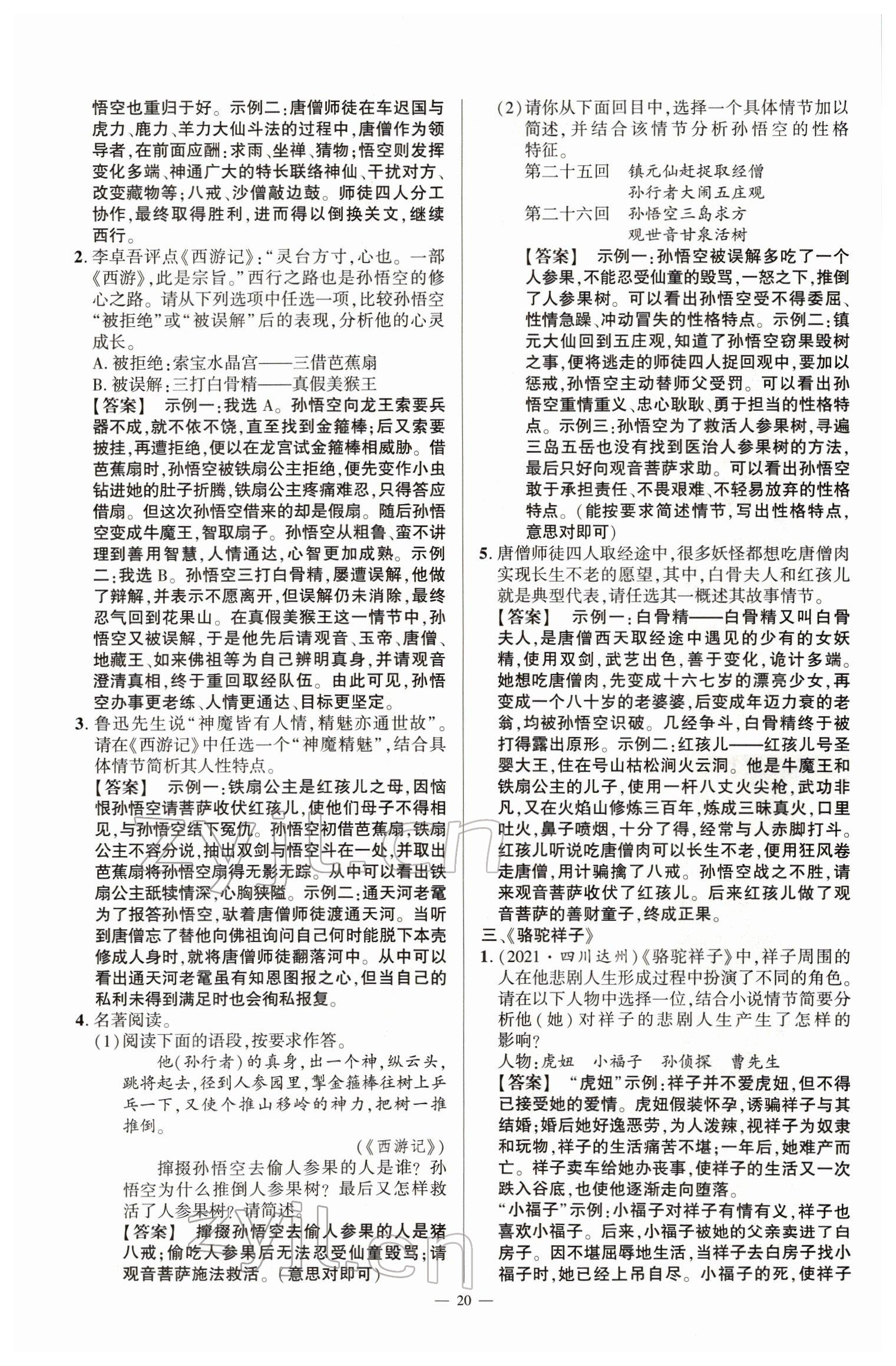 2022年河南中考南方出版社語(yǔ)文 參考答案第20頁(yè)