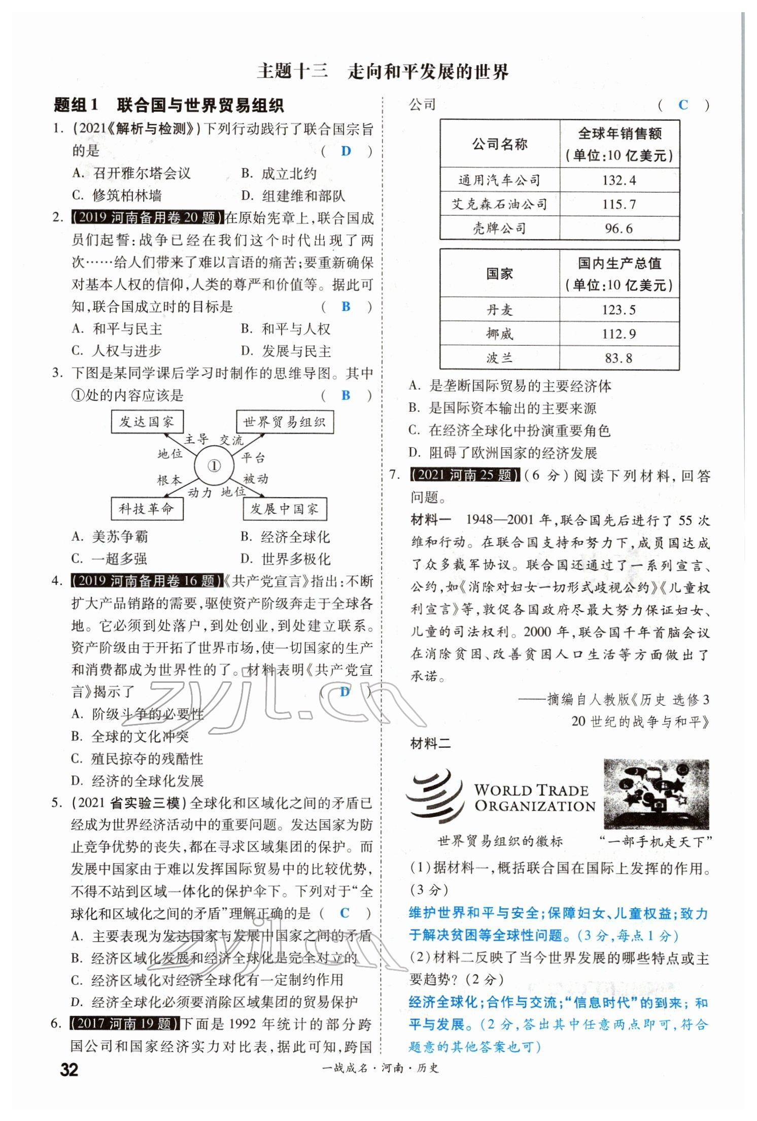 2022年一戰(zhàn)成名考前新方案歷史河南專版 參考答案第31頁