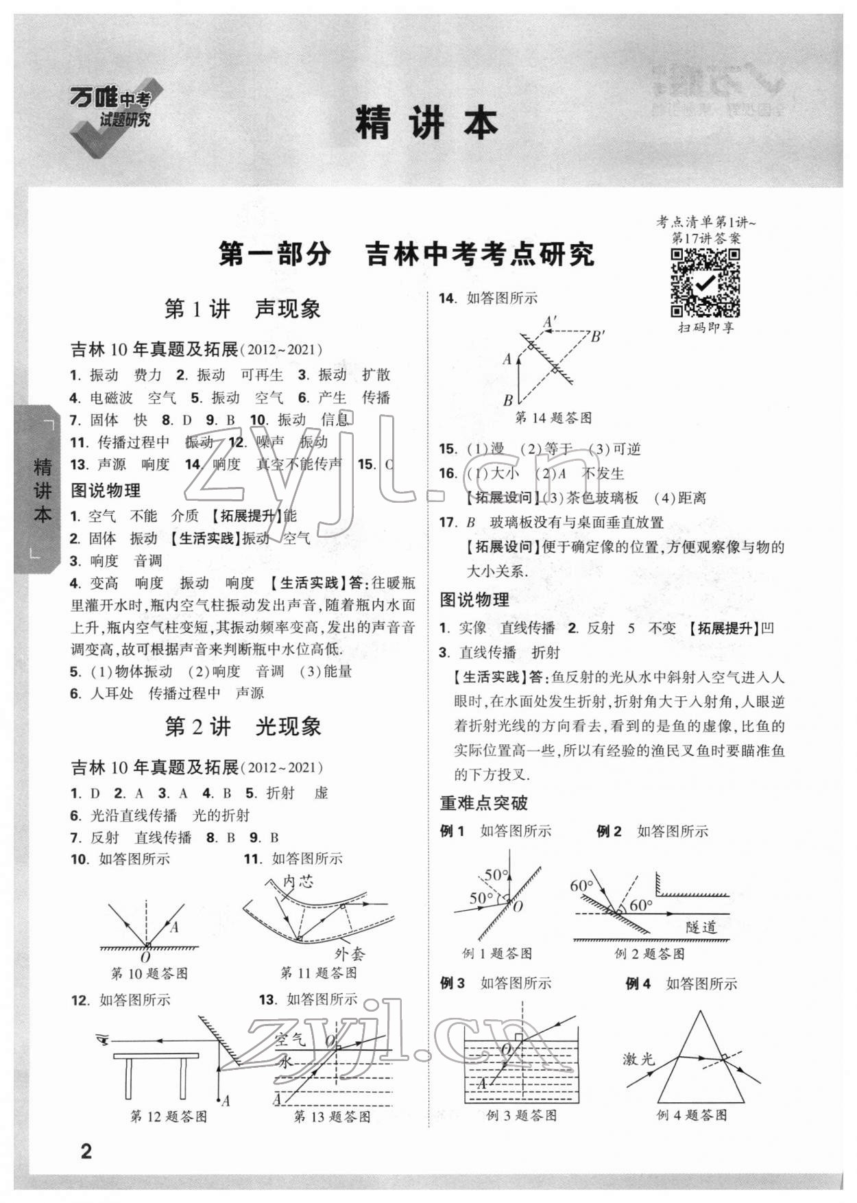 2022年萬唯中考試題研究物理吉林專版 參考答案第1頁