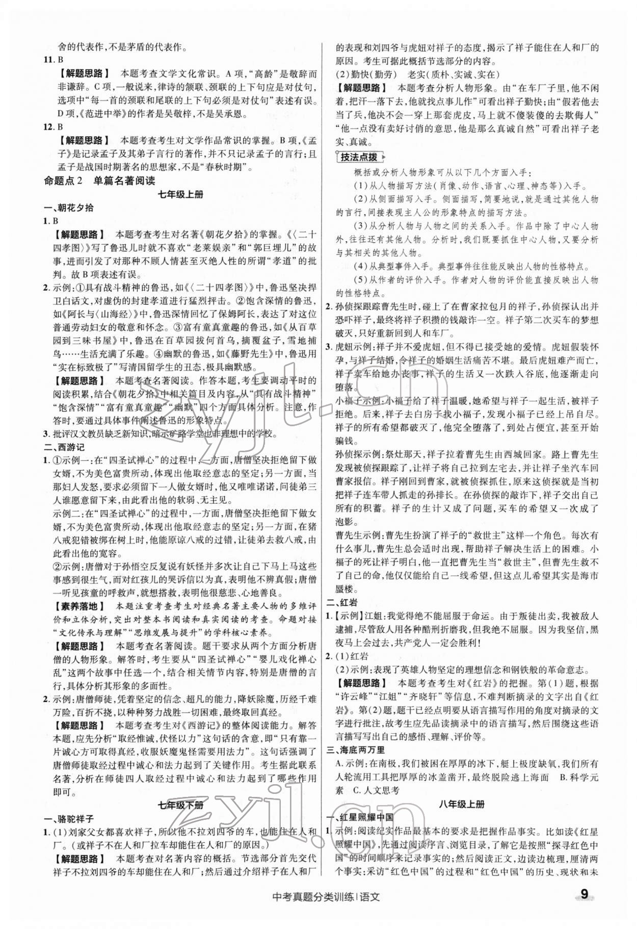 2022年金考卷中考真题分类训练语文 第9页