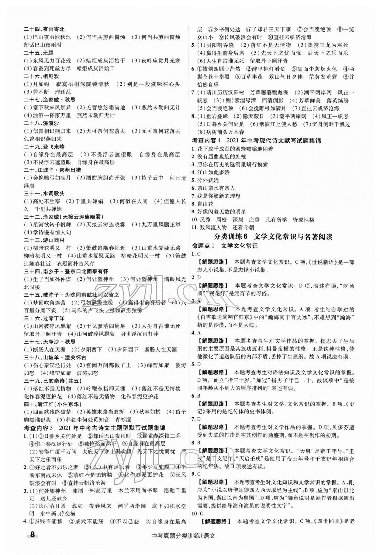 2022年金考卷中考真題分類訓練語文 第8頁