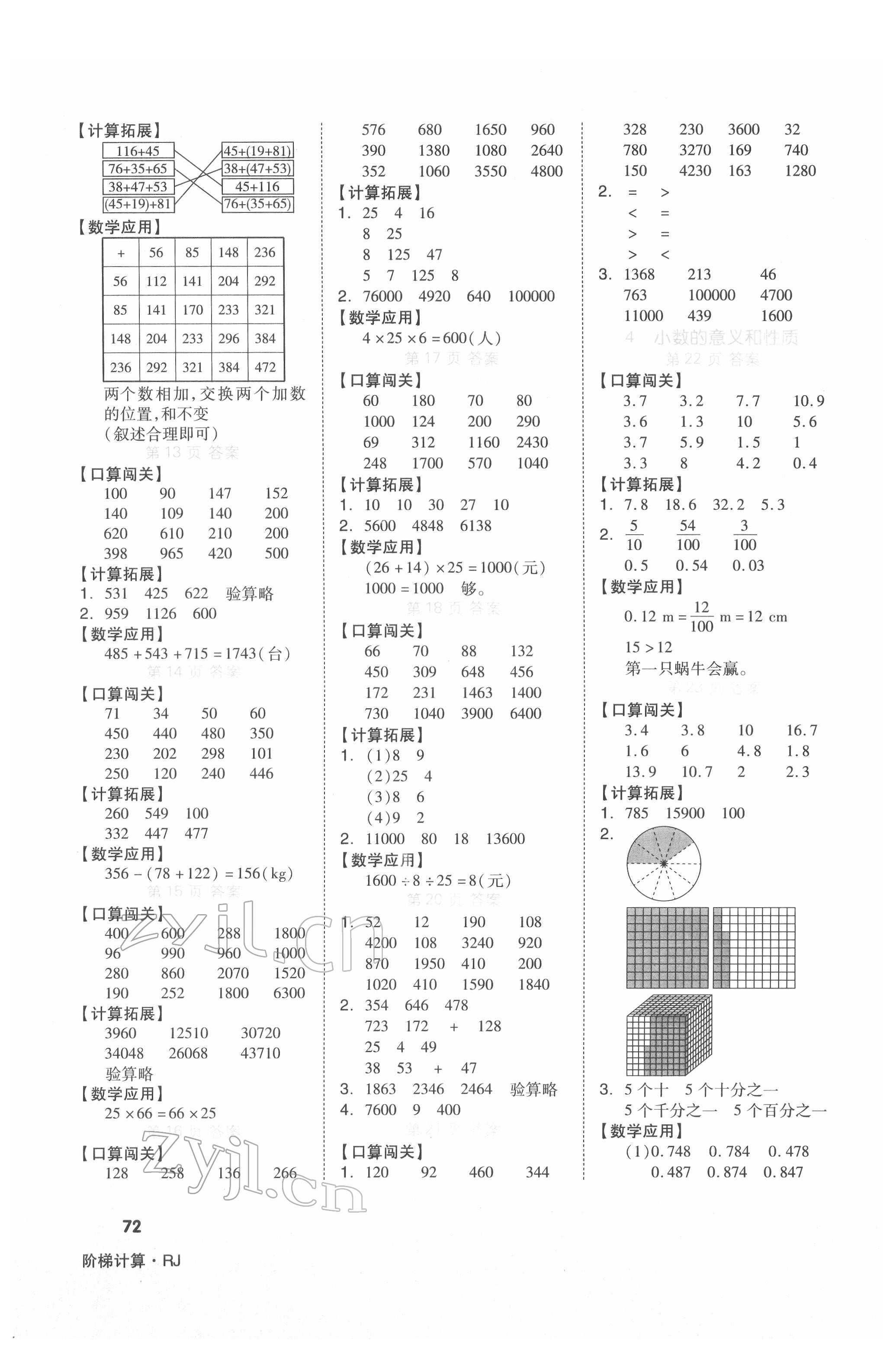 2022年階梯計算四年級下冊人教版 第2頁