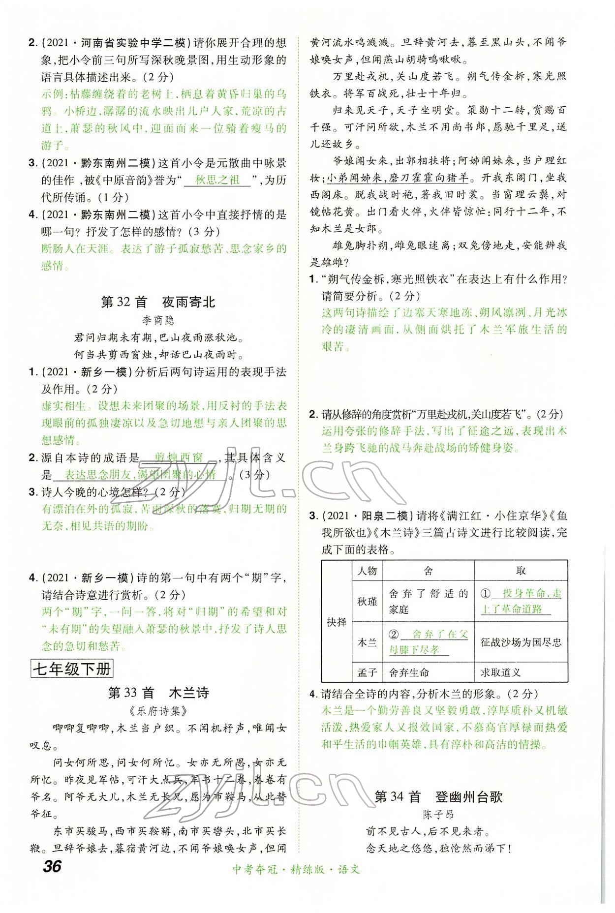 2022年國華教育中考奪冠語文河南專版 第36頁