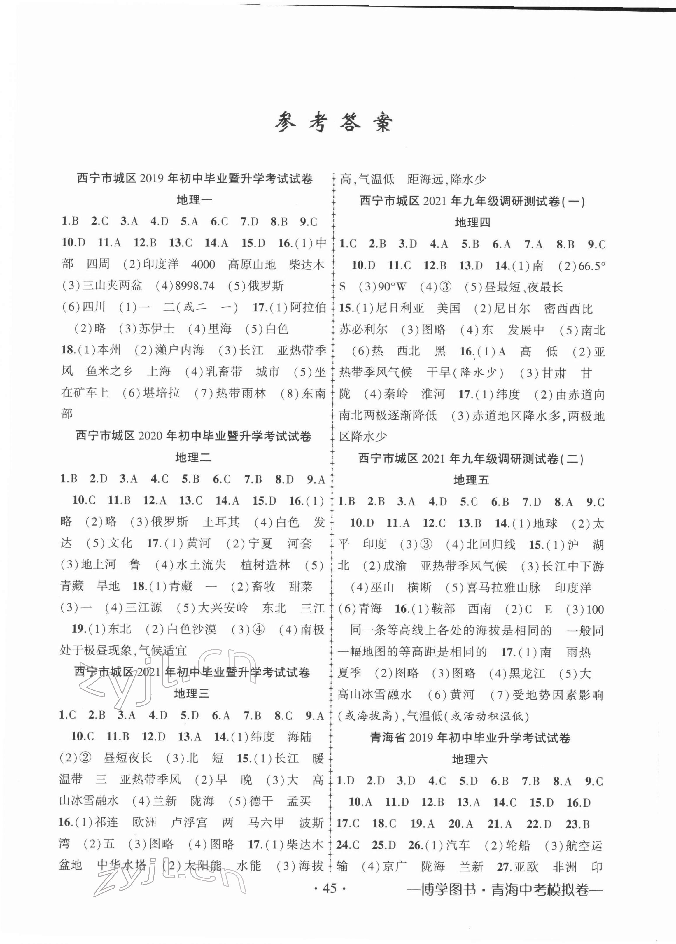 2022年青海省金榜名卷初中學(xué)業(yè)水平測(cè)試卷地理 第1頁(yè)