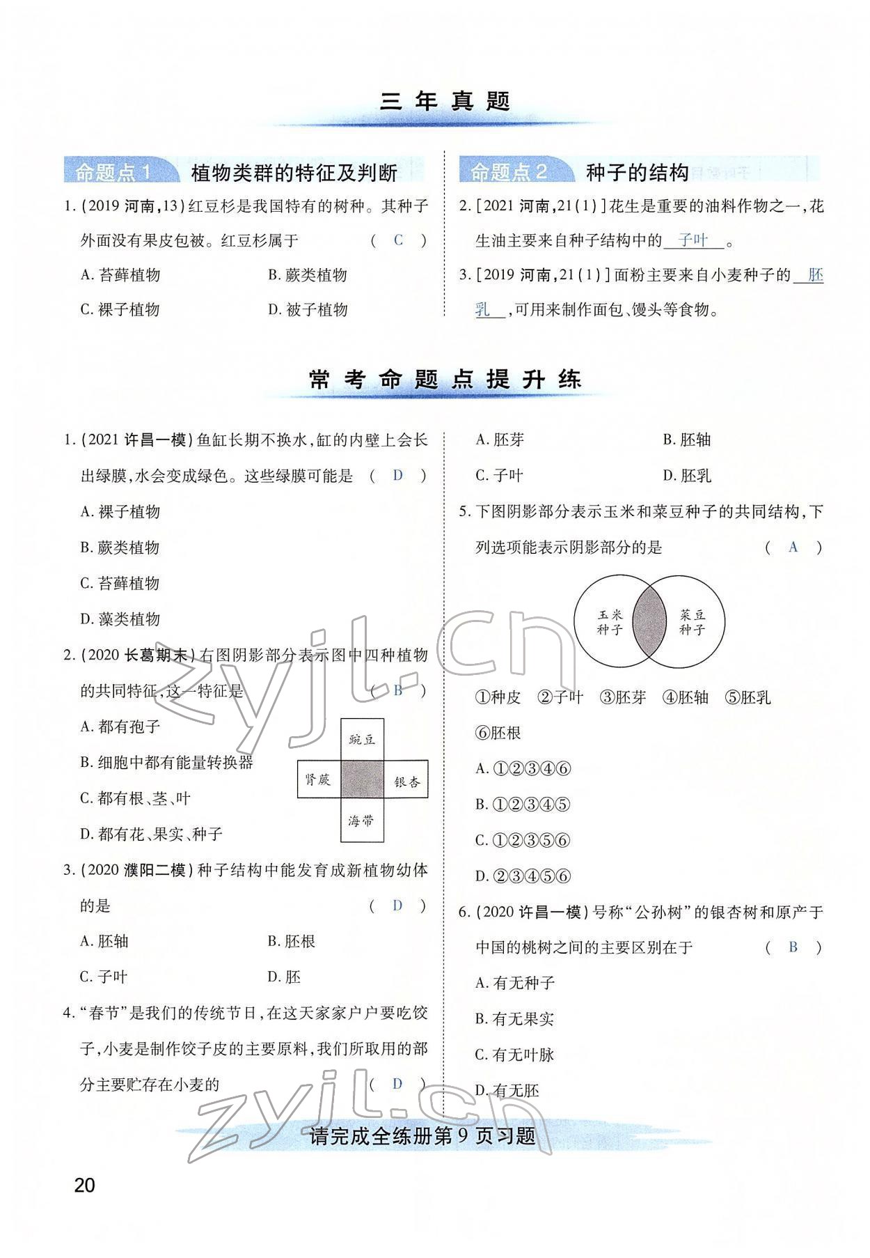 2022年河南中考第一輪總復習一本全生物 第20頁