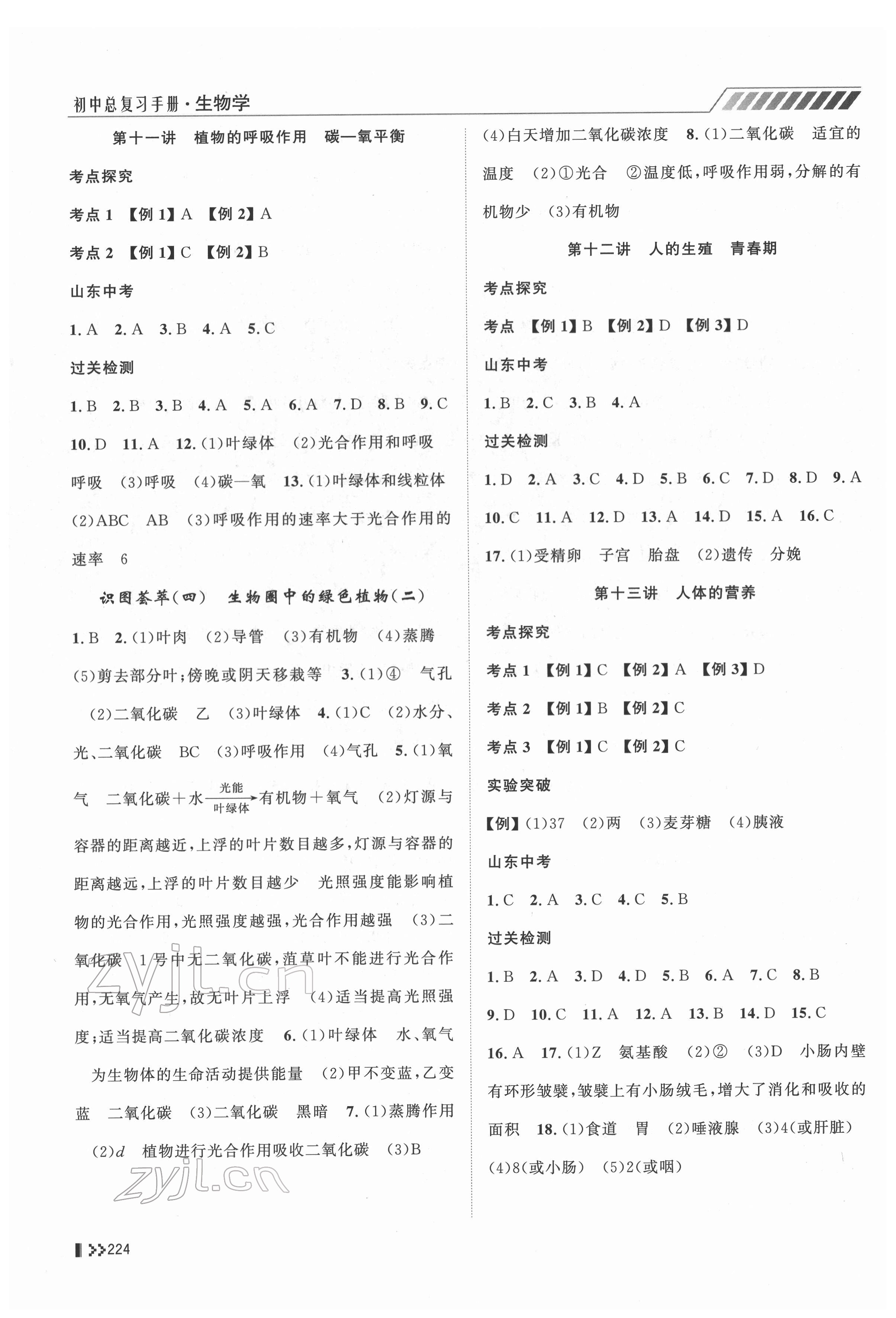 2022年初中總復(fù)習(xí)手冊山東人民出版社生物 第4頁