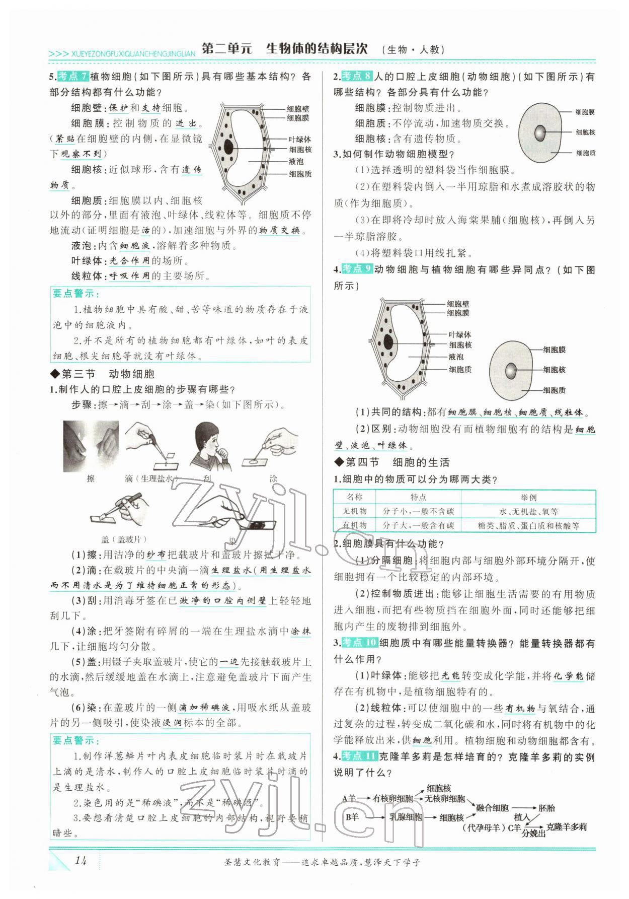 2022年智慧大課堂學業總復習全程精練生物 參考答案第14頁