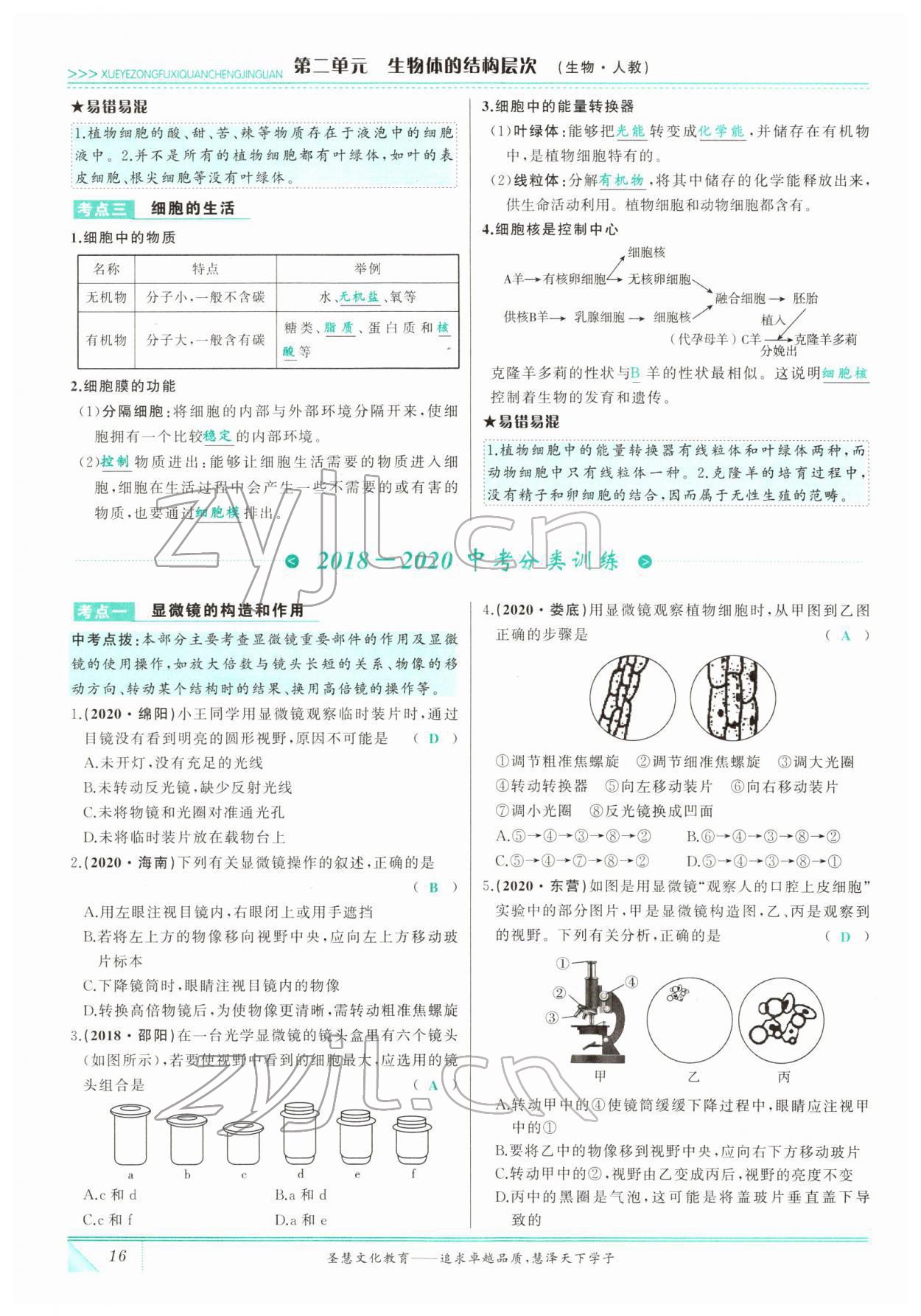 2022年智慧大課堂學業總復習全程精練生物 參考答案第16頁